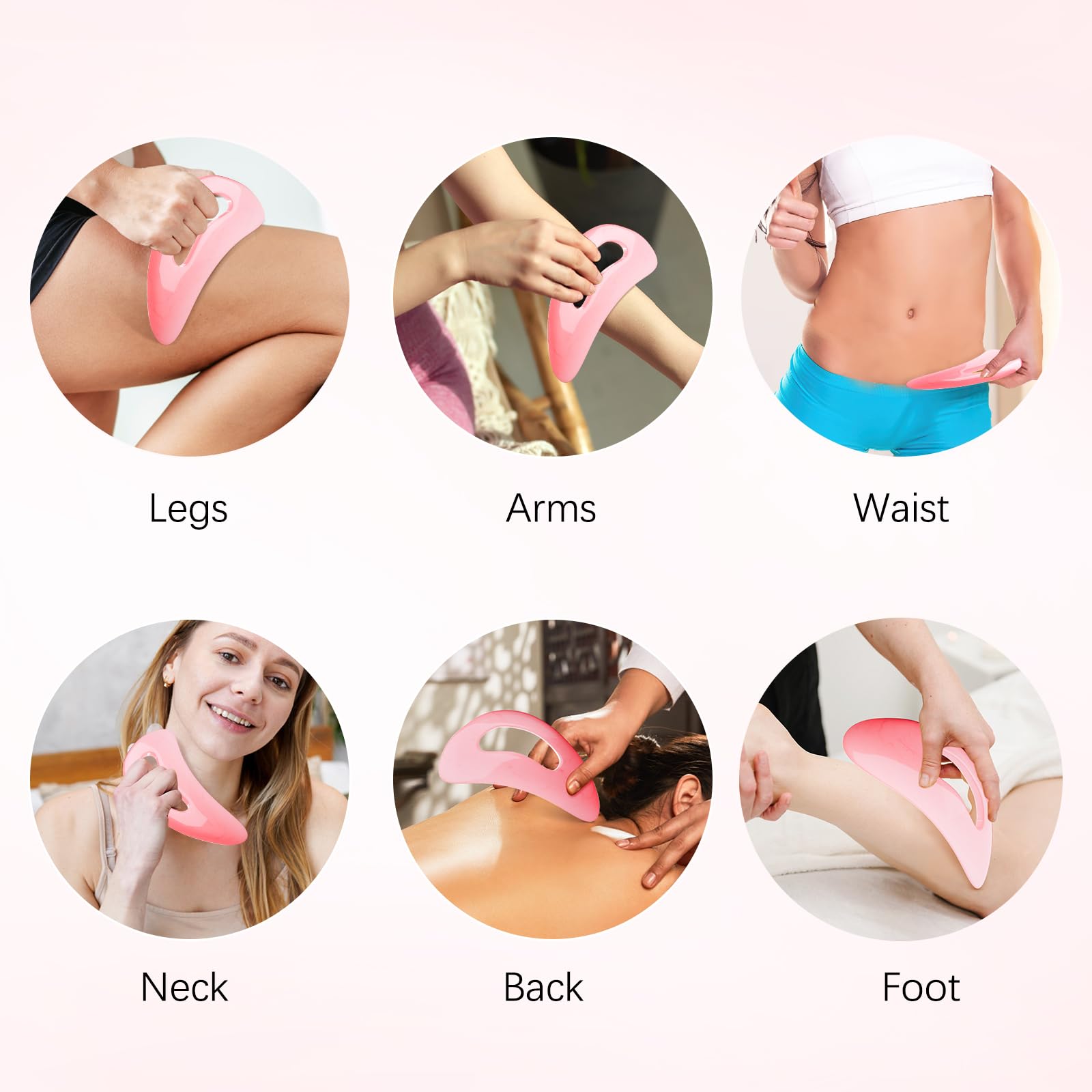 AICNLY Large Gua Sha Massage Tool, Lymphatic Drainage Massager, Muscle Scraping Massage Tools, Body Sculpting Anti Cellulite Tools for Man and Women (Pink) - Maple Wellness Supplements