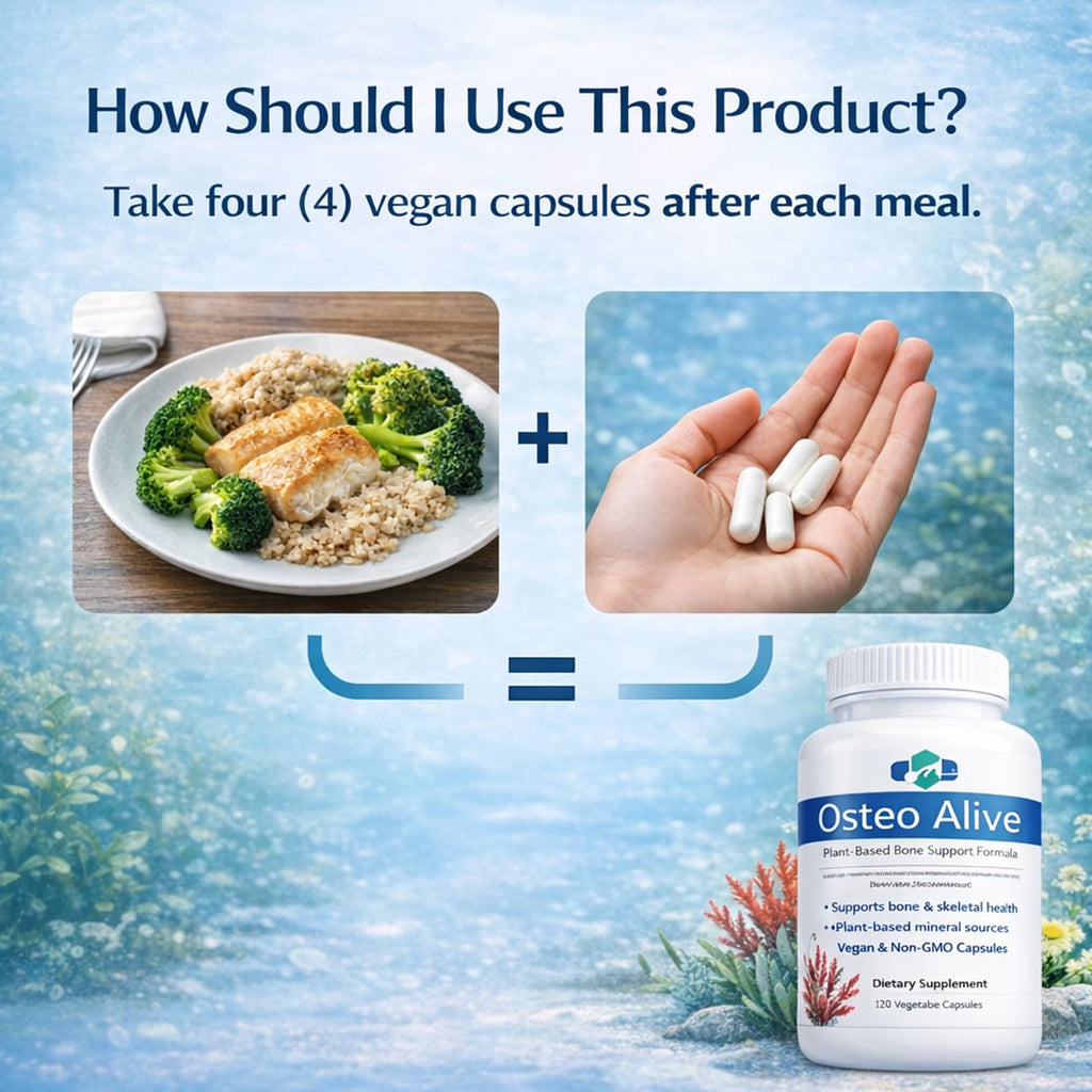 AIFBENK Osteo Alive Bone Support, with Plant-Based Calcium & Magnesium (from Algae), Vitamin D3 (from Lichen), Vitamin K2 (MK-7), Boron & BioPerine, Helps Support Bone & Skeletal Health - TrustMedUSA