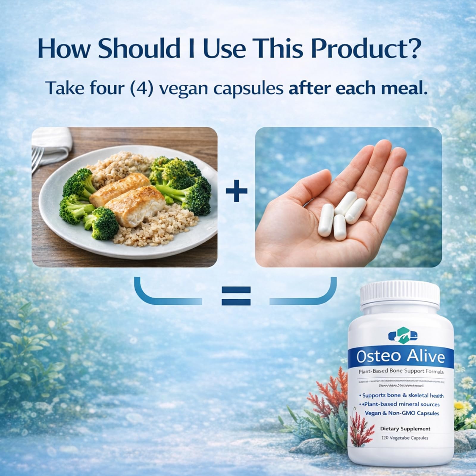 AIFBENK Osteo Alive Bone Support, with Plant-Based Calcium & Magnesium (from Algae), Vitamin D3 (from Lichen), Vitamin K2 (MK-7), Boron & BioPerine, Helps Support Bone & Skeletal Health - TrustMedUSA