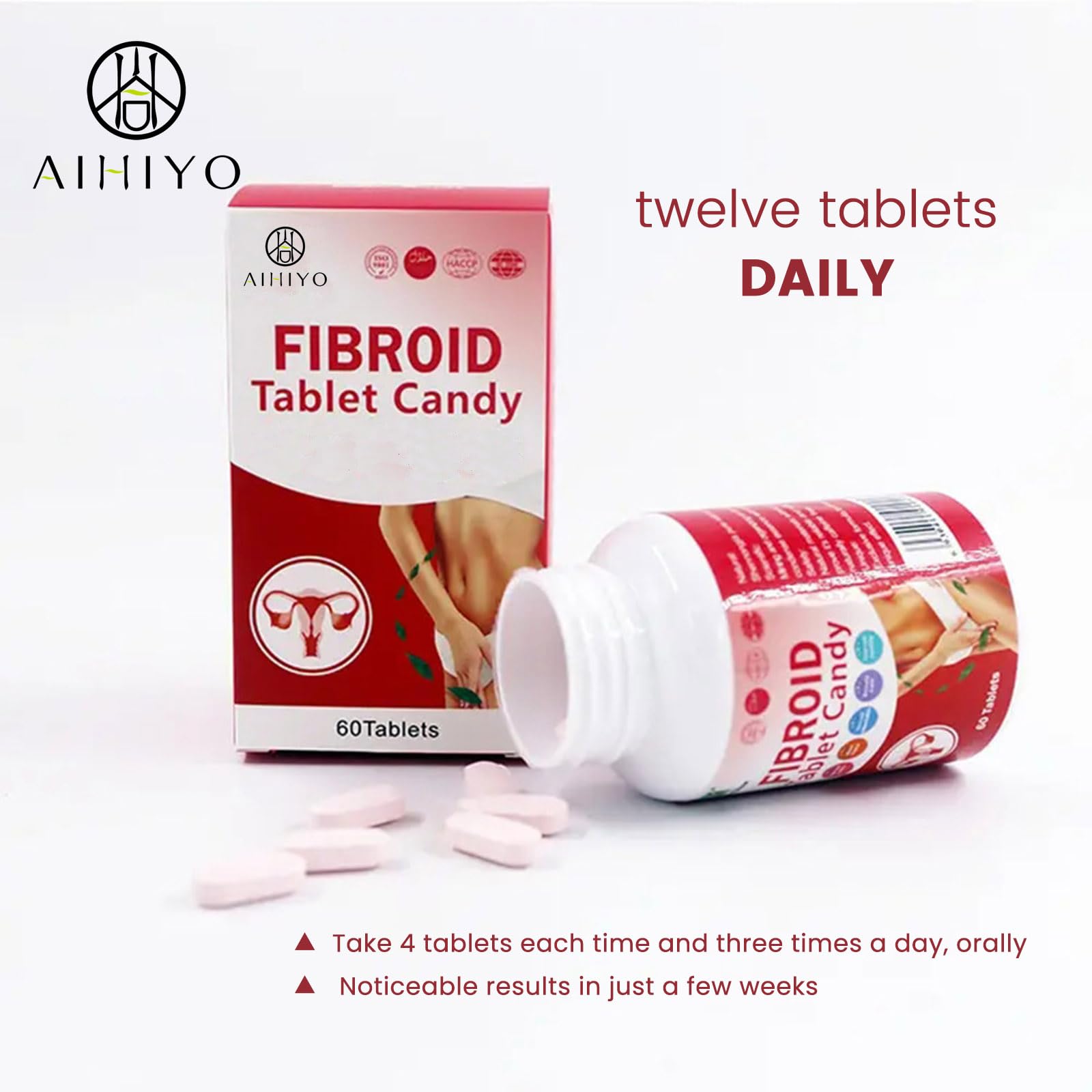 AIHIYO Herbal Tablets for Women's Wellness, 1000mg Pill Supplement, Supports Menstrual Comfort & Hormonal Balance, 60 Tablets - TrustMedUSA
