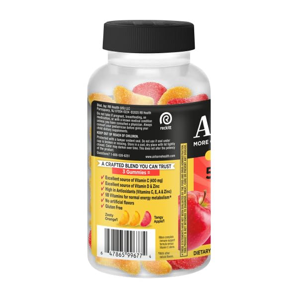 Airborne 400mg Vitamin C Gummies for Adults & Children, Immune Essentials Daily Immune Support Supplement with Vitamins C & E - Orchard Fruit Flavor, 132 Gummies (Pack of 2) - TrustMedUSA