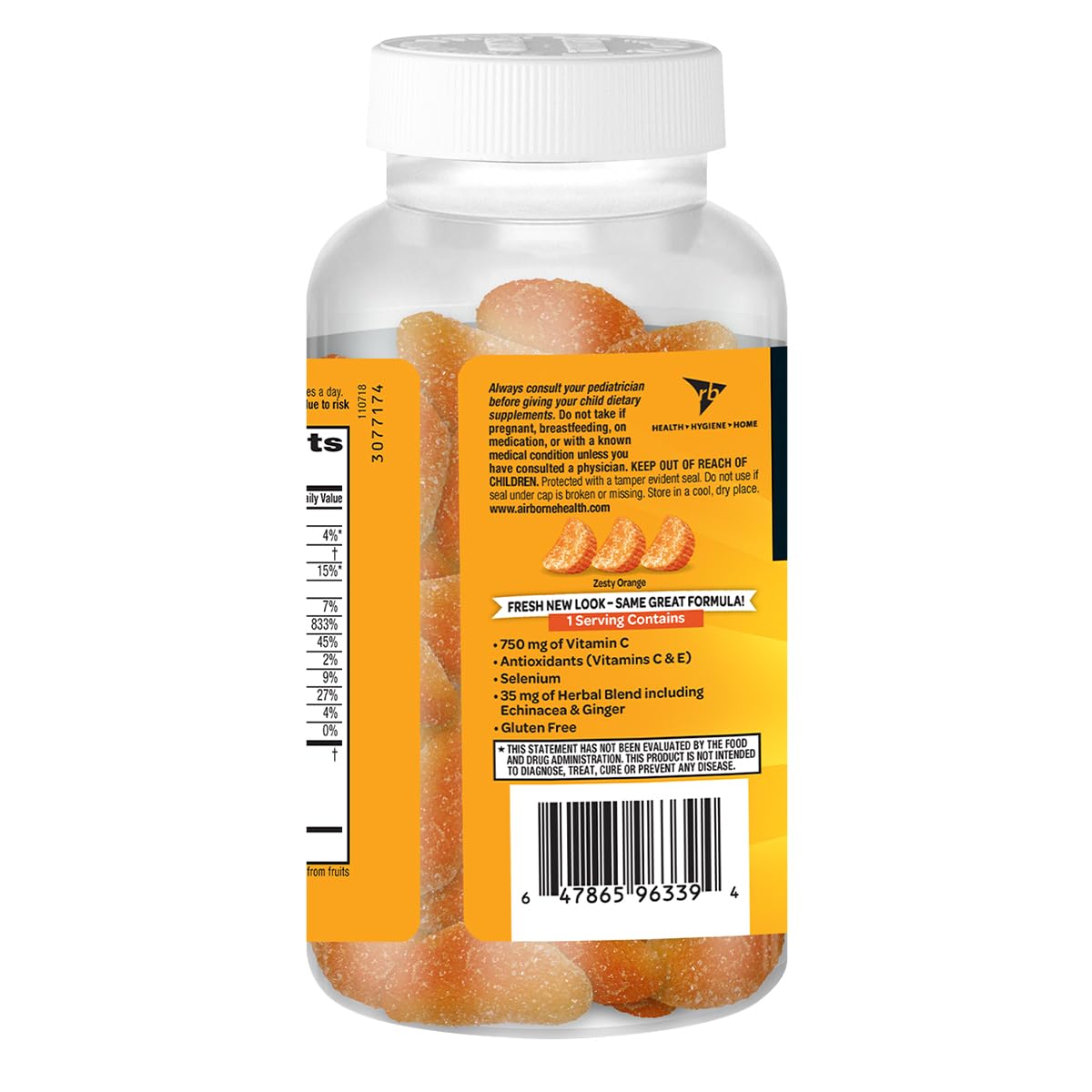 Airborne 750mg Vitamin C Immune Support Supplement Gummies for Adults, Zesty Orange Flavor, Gluten Free Crafted Blend with Powerful Antioxidants Vitamins A C & E, 63 Gummies (3 Pack) - TrustMedUSA