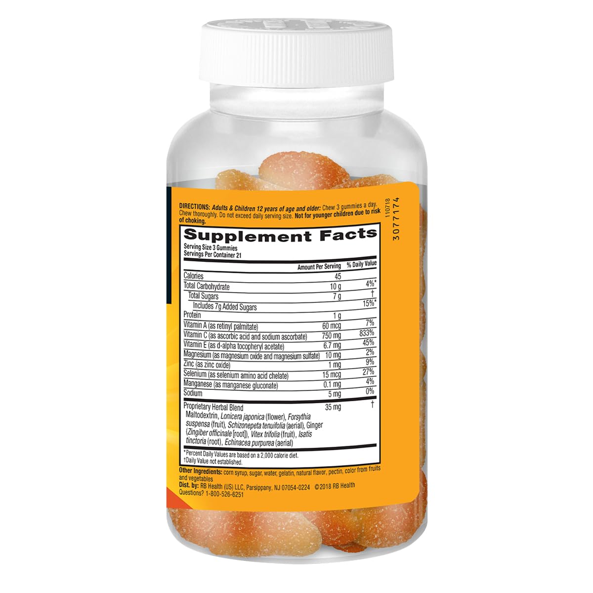 Airborne 750mg Vitamin C Immune Support Supplement Gummies for Adults, Zesty Orange Flavor, Gluten Free Crafted Blend with Powerful Antioxidants Vitamins A C & E, 63 Gummies (3 Pack) - TrustMedUSA