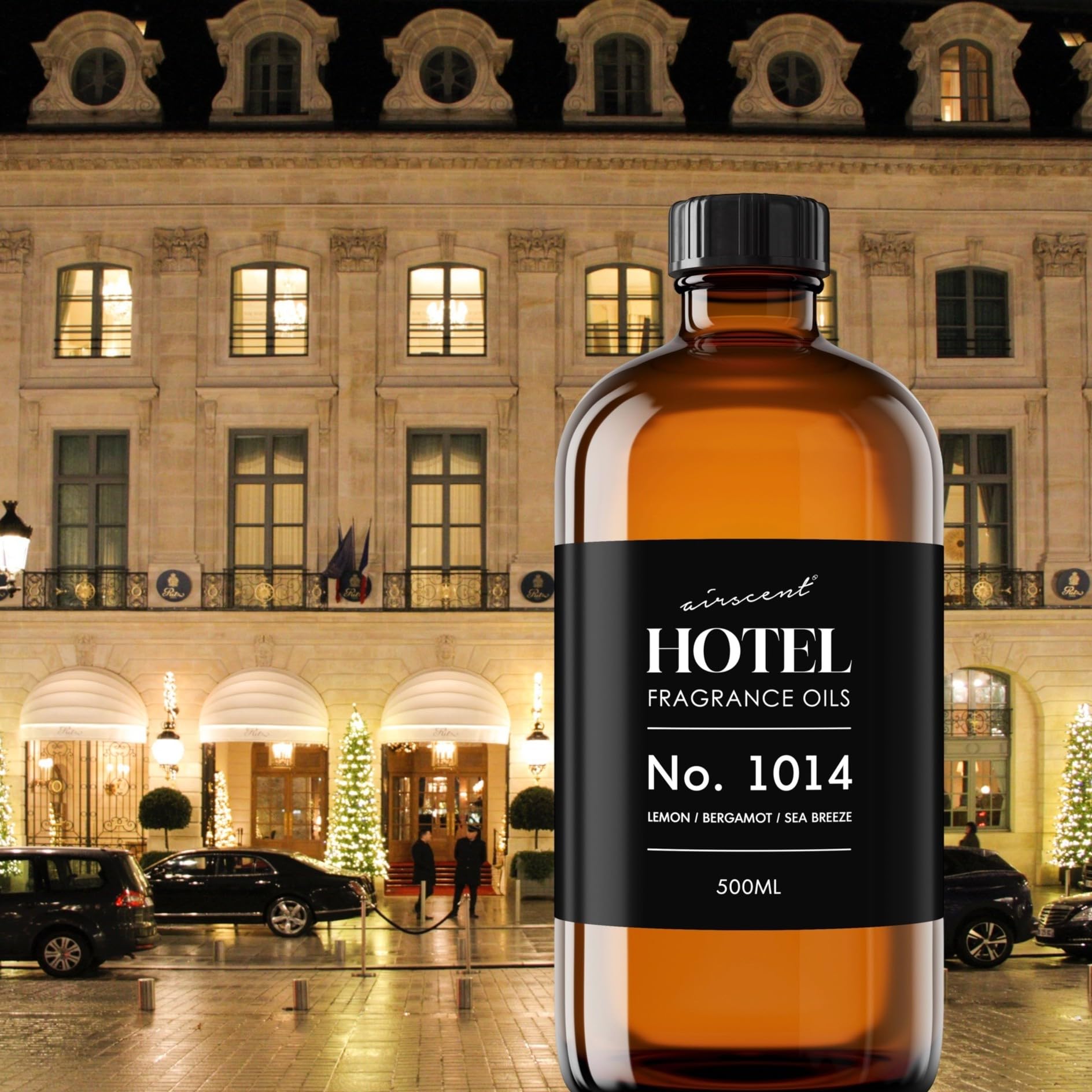 AirScent Hotel Diffuser Oil No. 1014 - The Iconic 5-Star Hotel Coastal Blend - Lemon Bergamot Sea Breeze - Fragrance Oil for Ultrasonic and Waterless Diffusers and Crafting - 500 mL - Maple Wellness Supplements