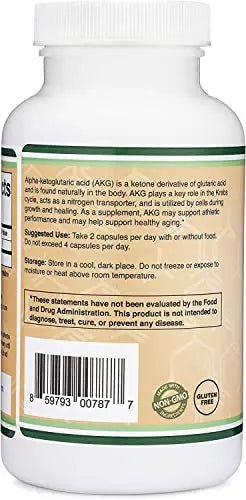 AKG Supplement (Alpha Ketoglutaric Acid) 1,000mg Per Serving (180 Capsules) Different - TrustMedUSA