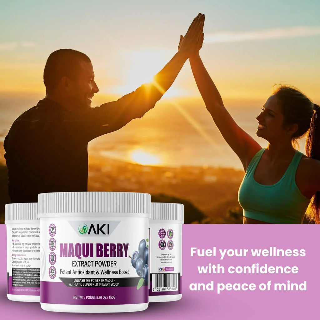 AKI Maqui Berry Extract Powder – Wild Harvested from Patagonia, High in Anthocyanins & Polyphenols, Freeze-Dried Superfruit for Smoothies, Non-GMO, Vegan, 150g/ 5.3 oz - TrustMedUSA