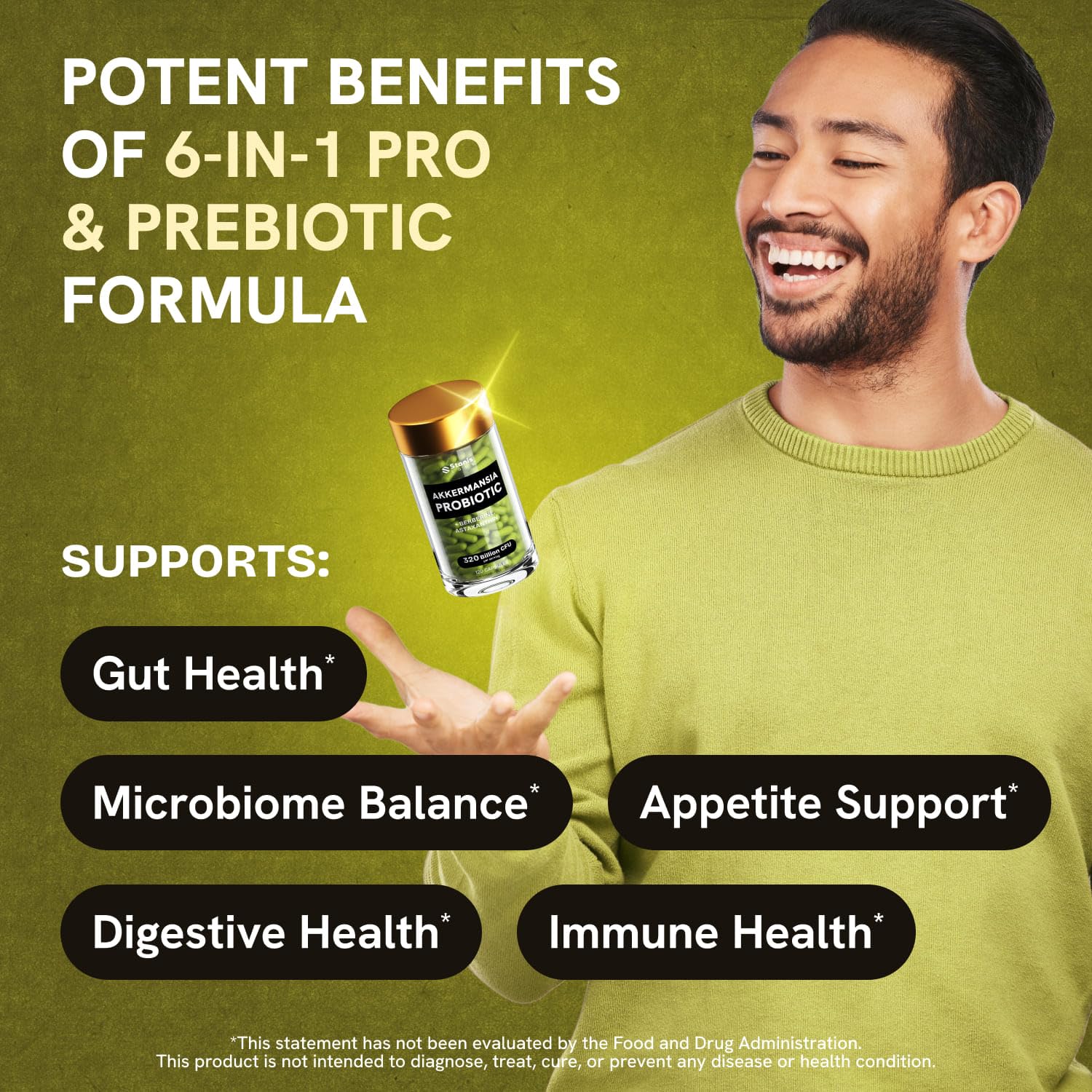 Akkermansia Muciniphila Probiotics 320 Billion CFU| Probiotic and Prebiotic | Akkermansia Probiotics for gut health | Inulin Prebiotic Fiber Capsules Astaxanthin & Berberine & Chromium | 120 capsules - TrustMedUSA