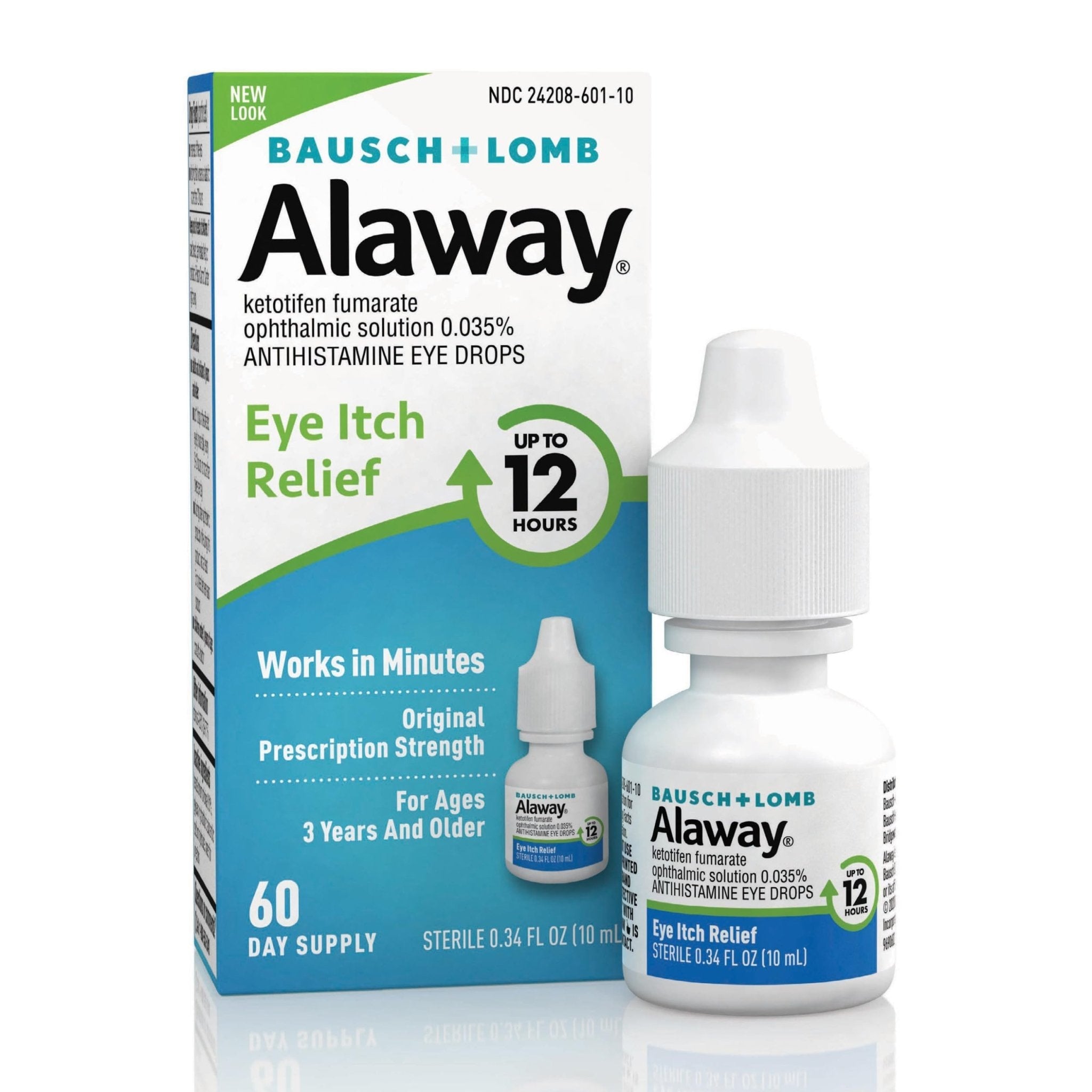 Alaway Antihistamine Eye Drops for Itchy Eyes, Fast-Acting, Up to 12-Hour Eye Itch Relief, Clinically Tested Prescription-Strength Formula, 0.34 Fl Oz - Maple Wellness Supplements