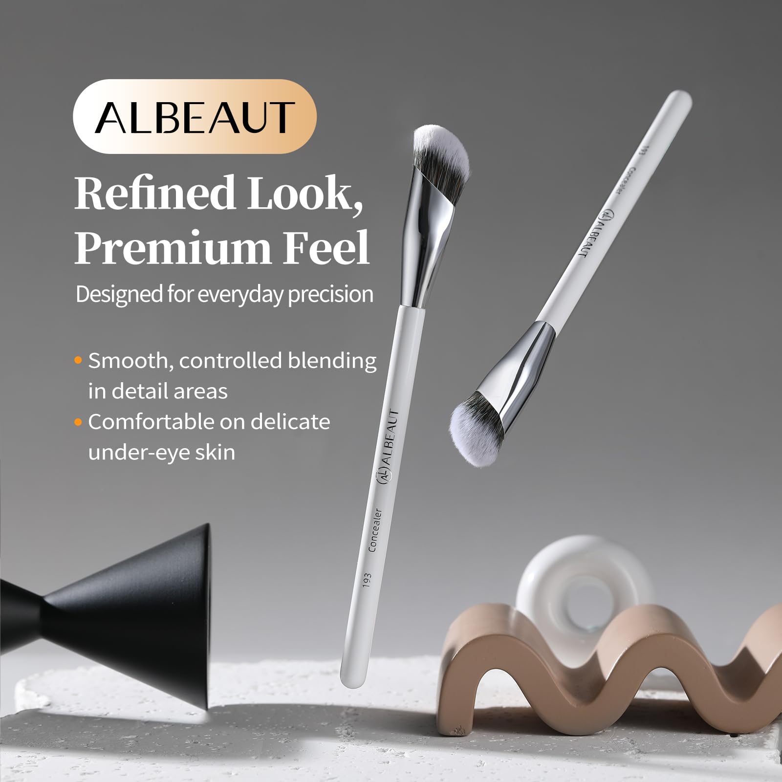 Albeaut Concealer Brush, Angled Under Eye Makeup Small Foundation Precision Face Blending Brush (193 concealer brush) - TrustMedUSA