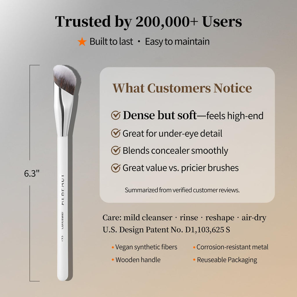 Albeaut Concealer Brush, Angled Under Eye Makeup Small Foundation Precision Face Blending Brush (193 concealer brush) - TrustMedUSA