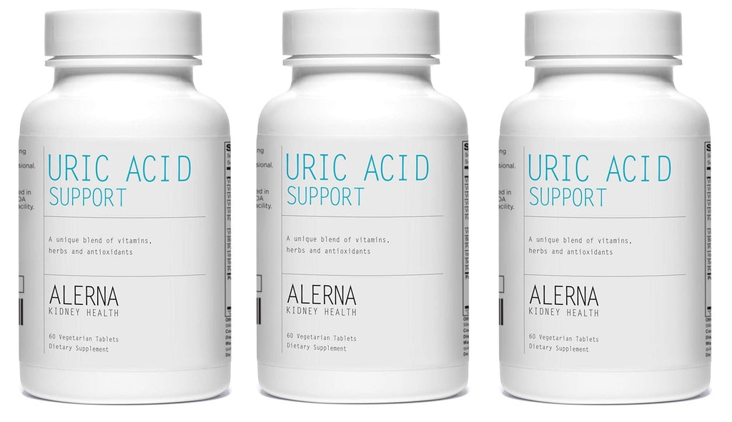 Alerna Kidney Health Uric Acid Support Supplement – Tart Cherry, Celery Seed, Turmeric, Quercetin – 60 Vegetarian Tablets (Pack of 3) - TrustMedUSA