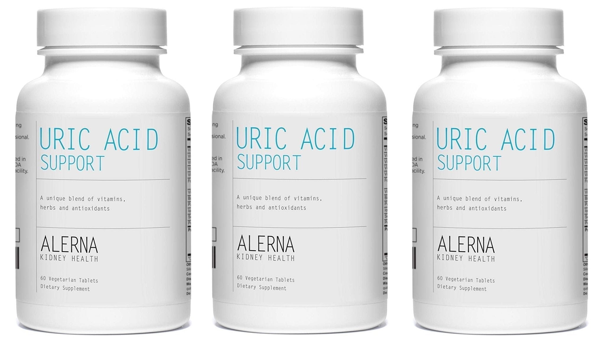 Alerna Kidney Health Uric Acid Support Supplement – Tart Cherry, Celery Seed, Turmeric, Quercetin – 60 Vegetarian Tablets (Pack of 3) - TrustMedUSA