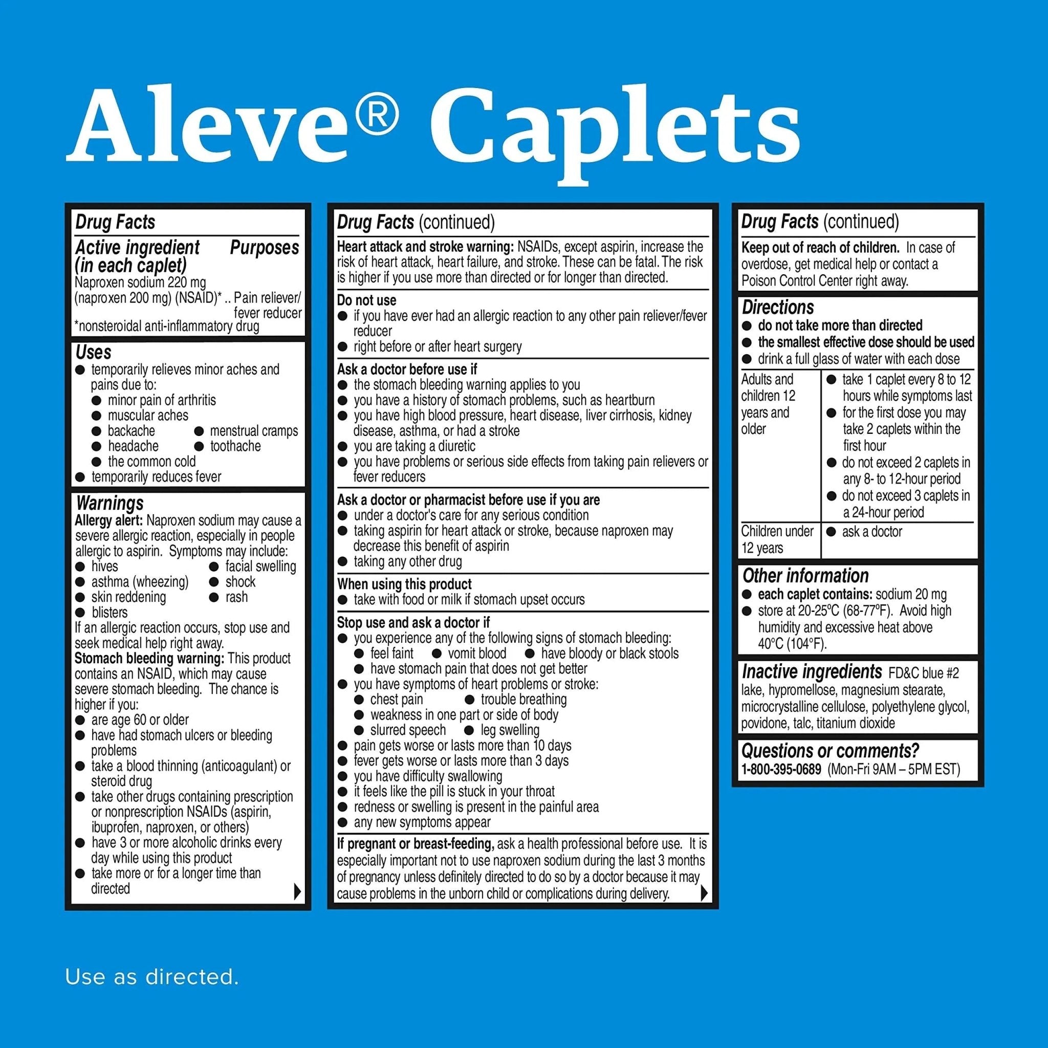 Aleve Caplets, Naproxen Sodium 220 mg (NSAID), Pain Reliever/Fever Reducer, 1 Orthopedic Surgeon Recommended, 270 Count - TrustMedUSA