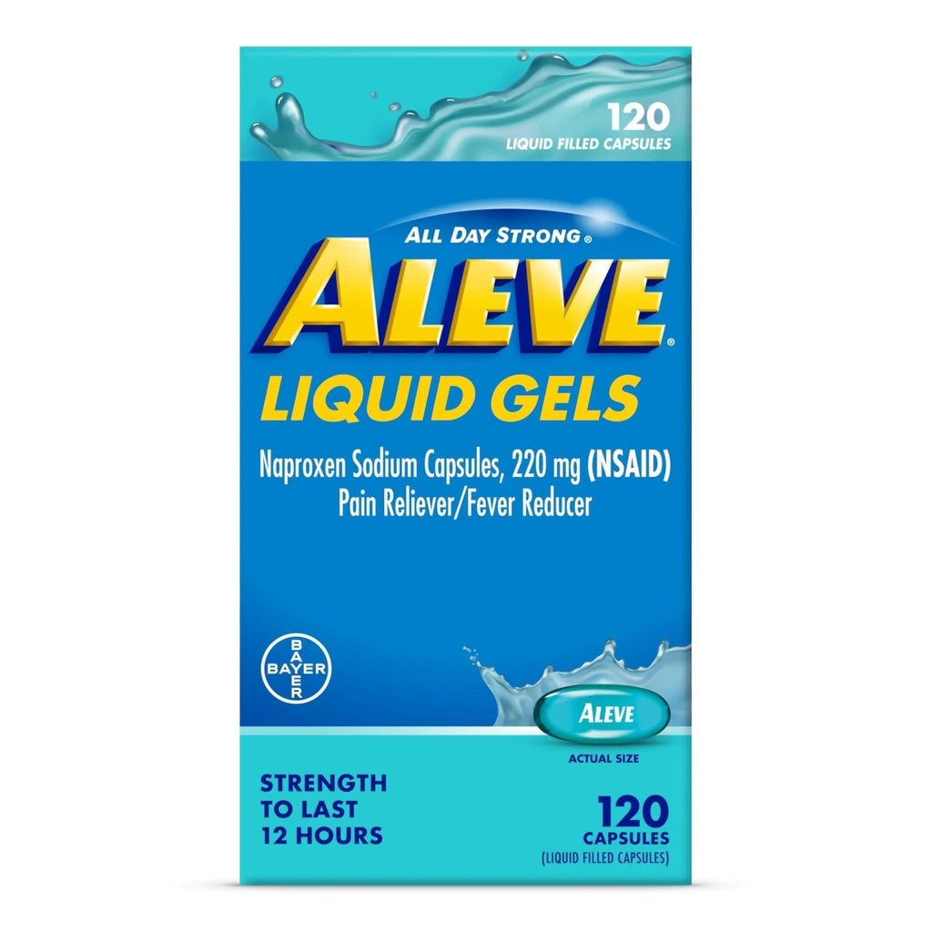 Aleve Liquid Capsules, Naproxen Sodium Capsules 220 mg (NSAID), Pain Reliever/Fever Reducer, Fast Pain Relief, 120 Count - TrustMedUSA
