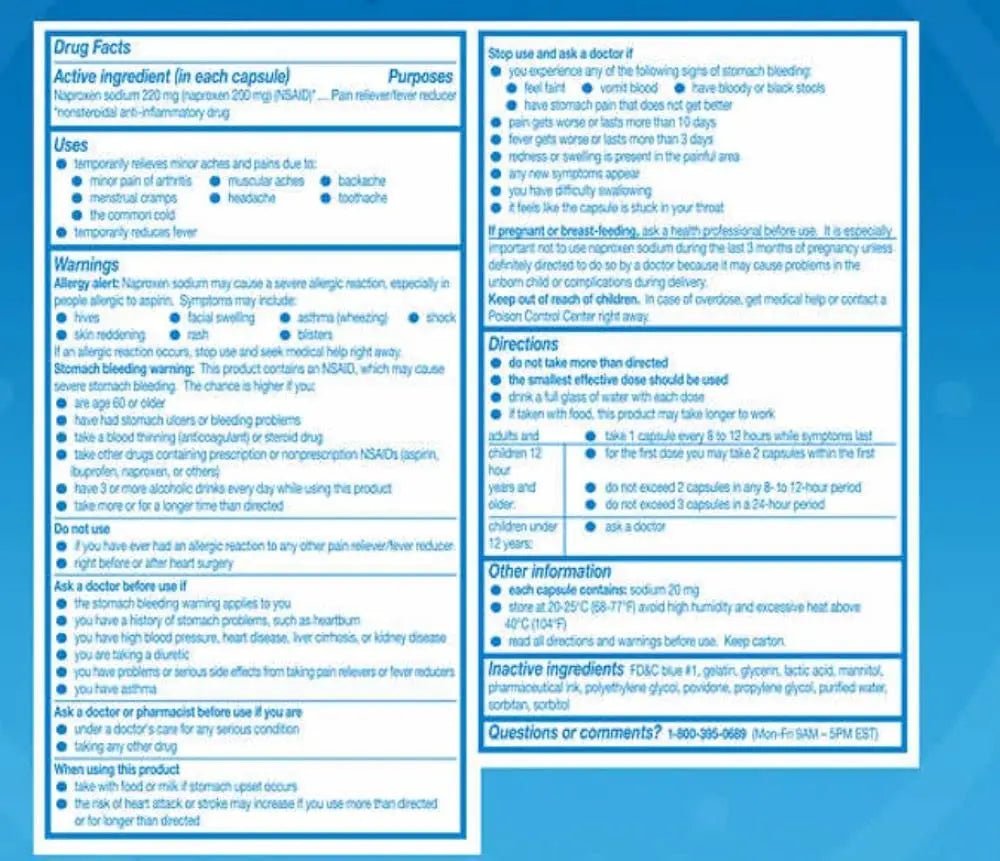 Aleve Liquid Gels Naproxen Sodium Capsules, 220 mg (NSAID) Pain Reliever/Fever Reducer - TrustMedUSA