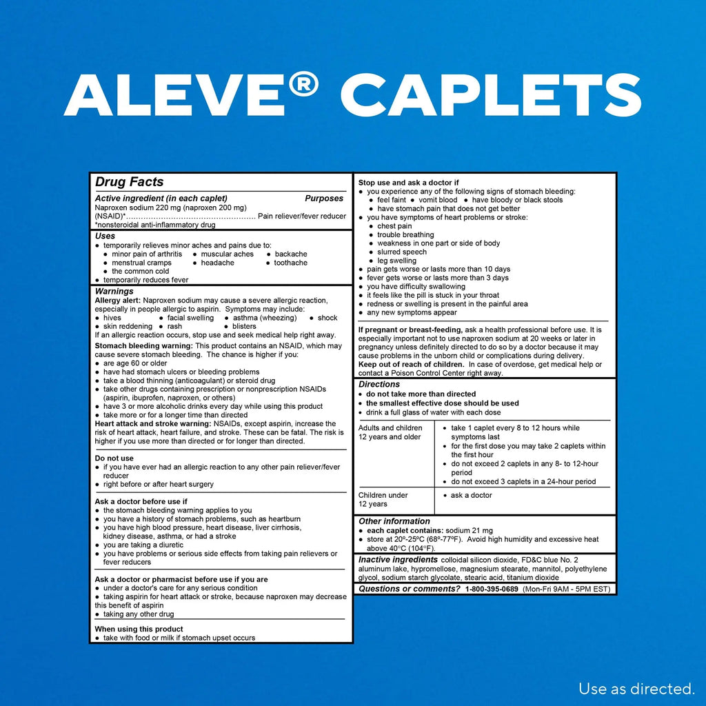Aleve Pain Relief Naproxen Sodium Caplets ‐ 50 Count - TrustMedUSA