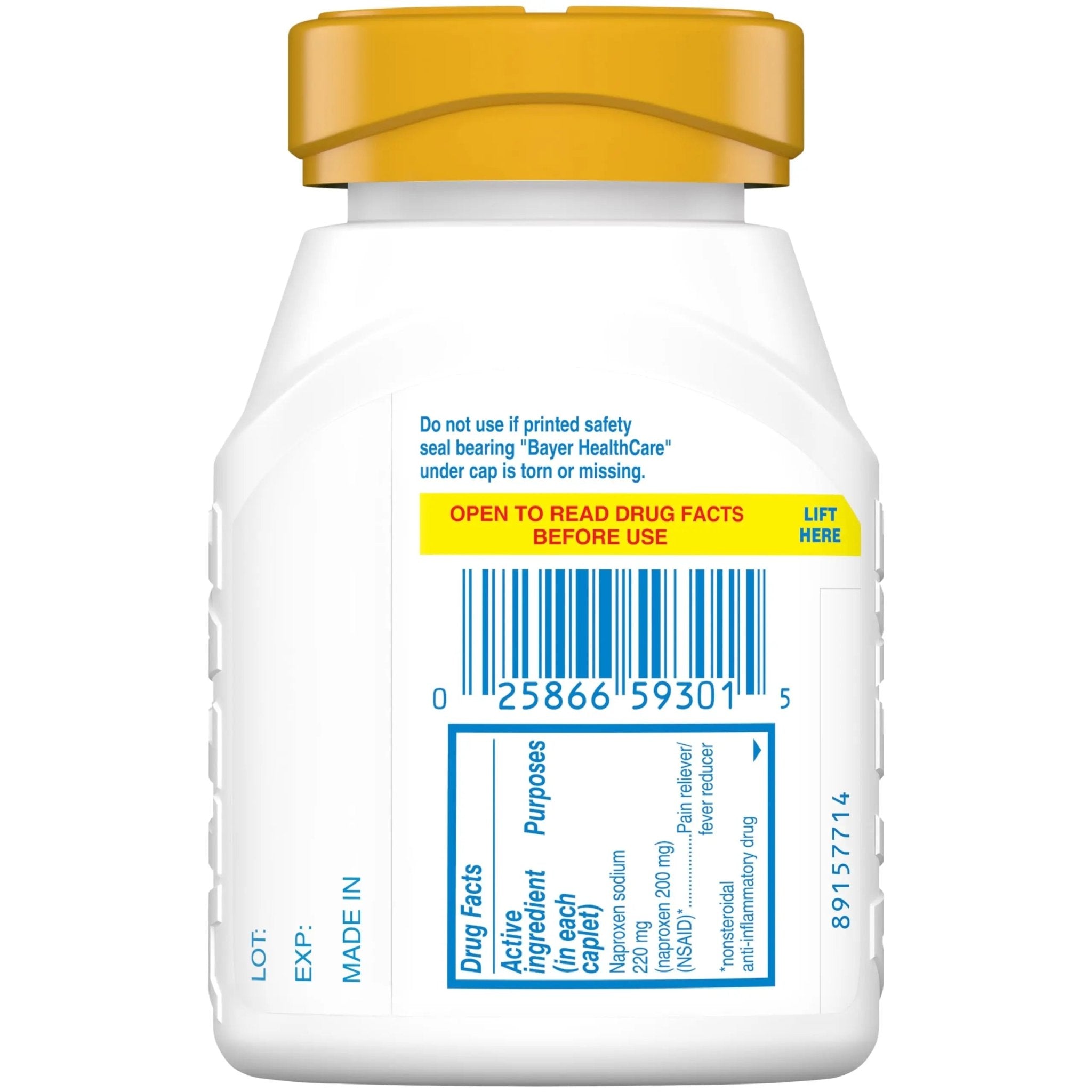 Aleve Pain Reliever & Fever Reducer Naproxen Sodium Caplets, Body Pain Relief, 270 Count - TrustMedUSA