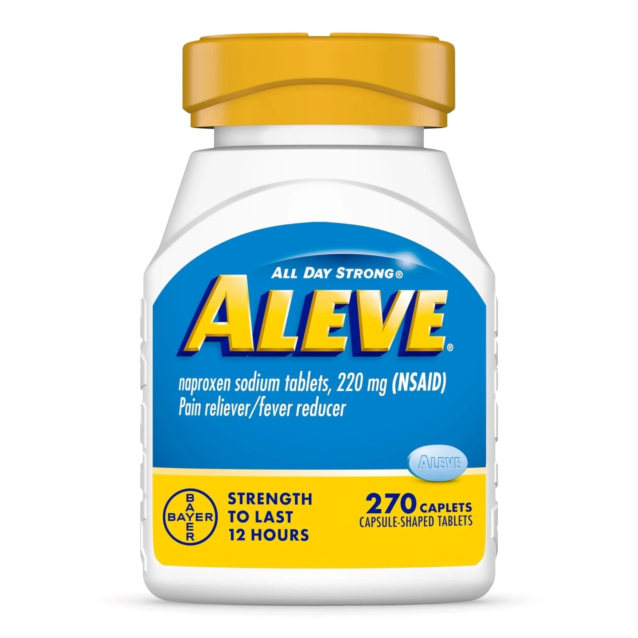 Aleve Pain Reliever & Fever Reducer Naproxen Sodium Caplets, Body Pain Relief, 270 Count - TrustMedUSA