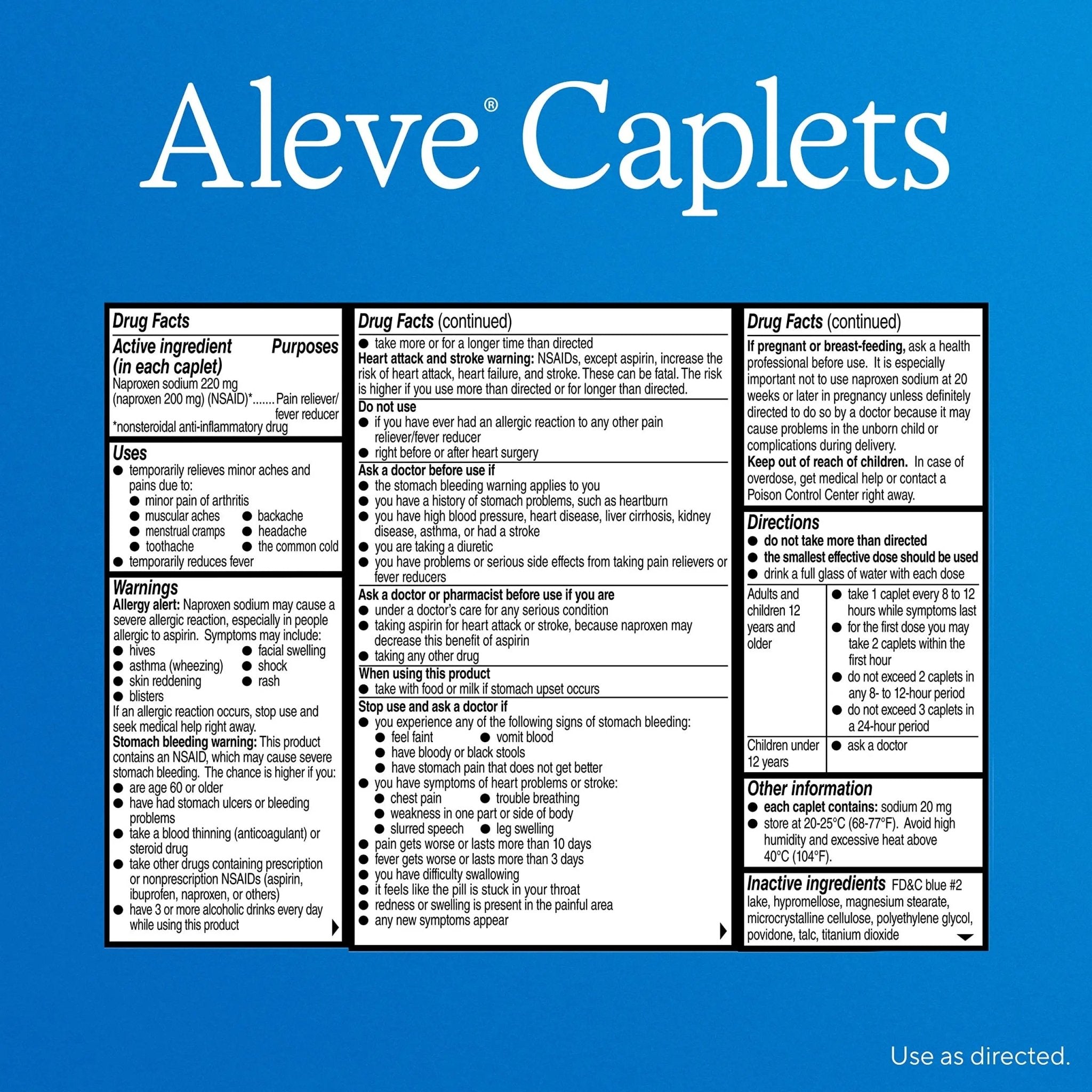 Aleve Pain Reliever & Fever Reducer Naproxen Sodium Caplets, Body Pain Relief, 270 Count - TrustMedUSA