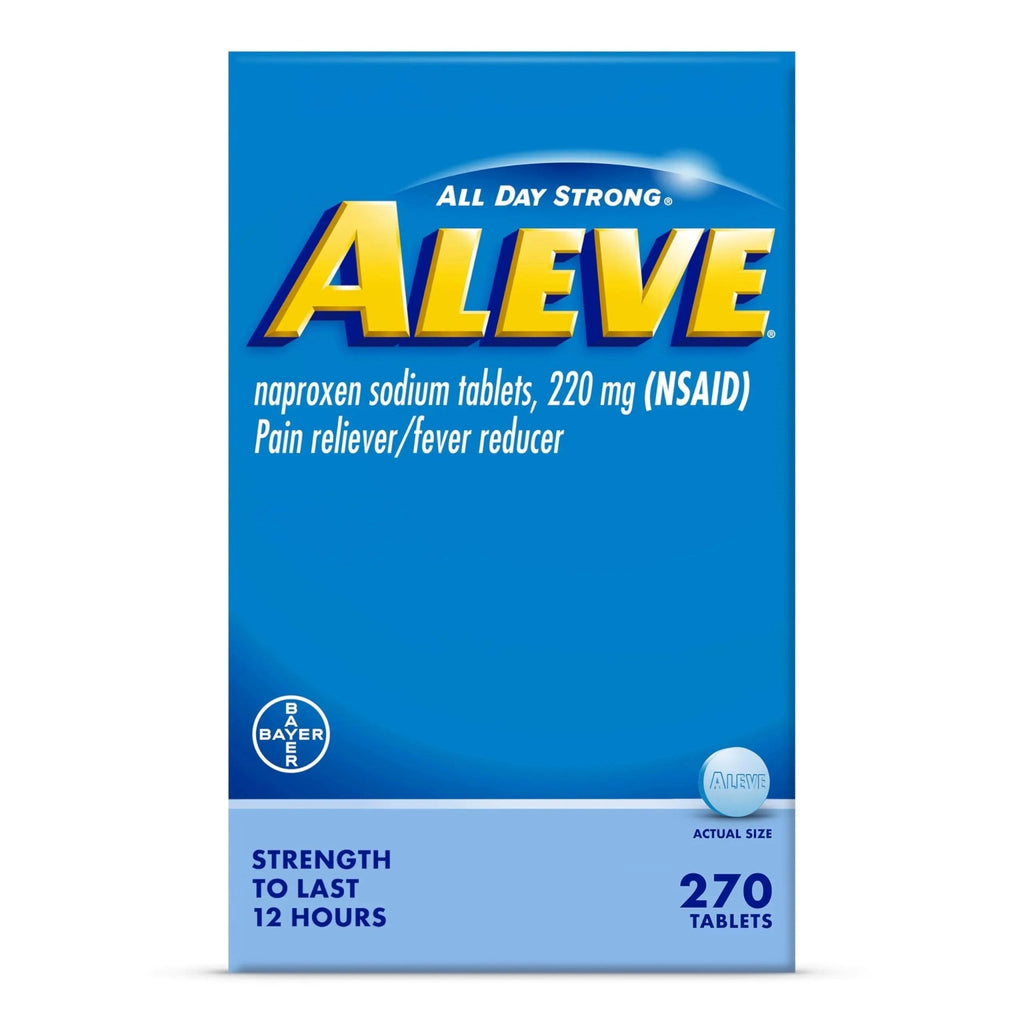 Aleve Pain Reliever & Fever Reducer Tablets, Naproxen Sodium, Headache, Back and Body Pain Relief Medicine, 270 Count - TrustMedUSA