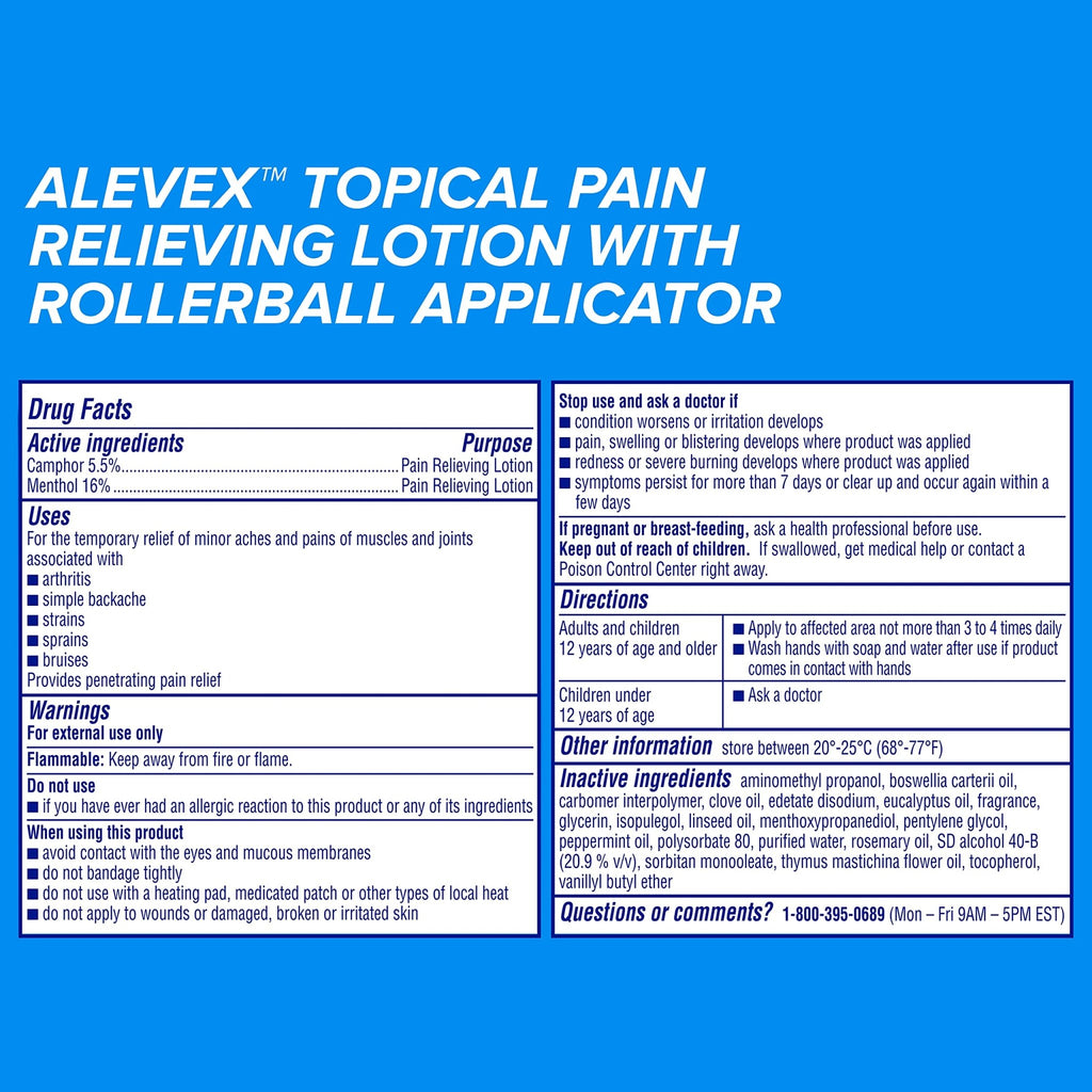 Aleve Pain Relieving Lotion with Rollerball 2.5 oz (Pack of 3) - TrustMedUSA