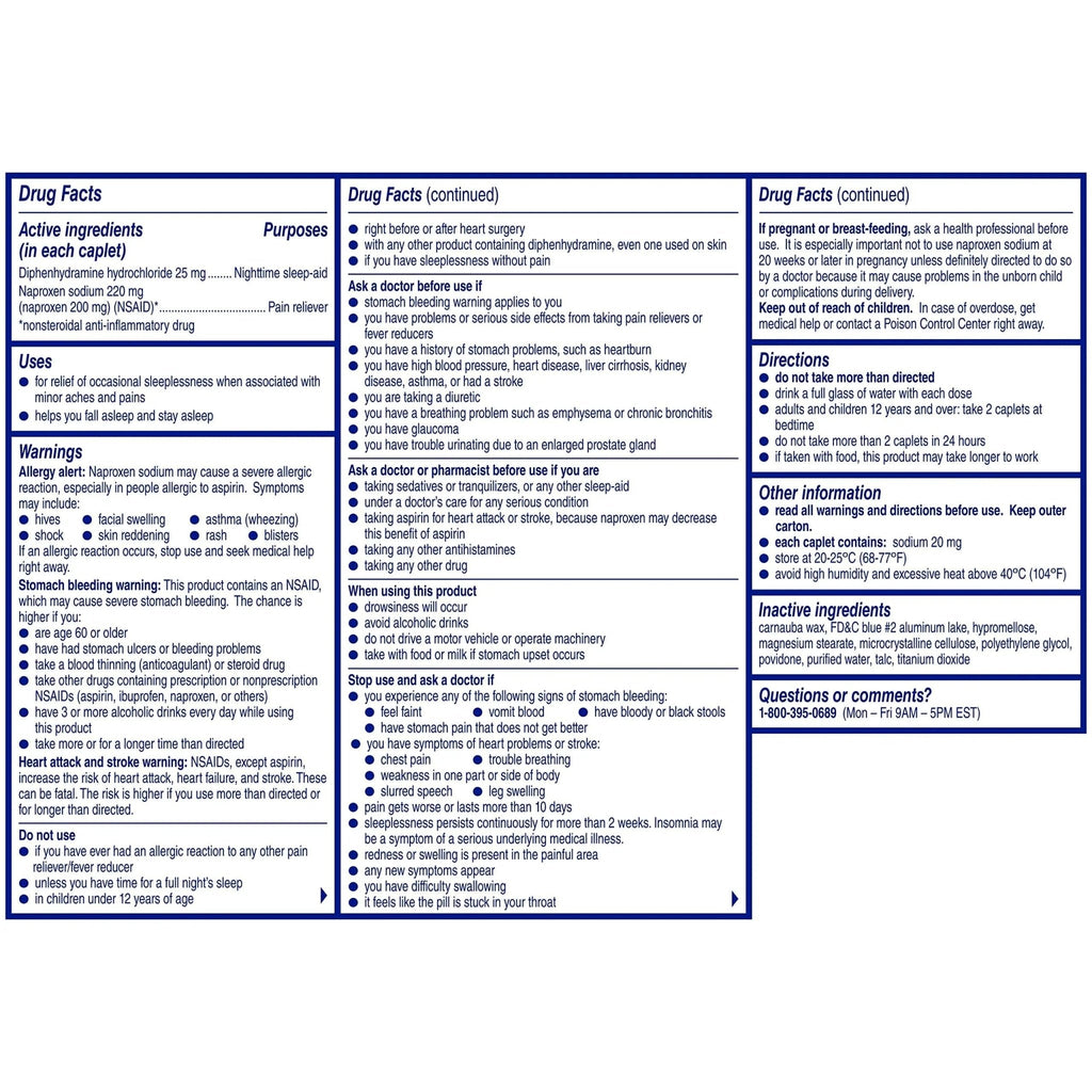 Aleve PM Naproxen Sodium Caplets, 120 Count Back & Muscle with Naproxen, 250 Count, Sleep Aid and Pain Relief - TrustMedUSA