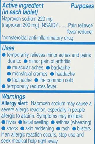 Aleve Tablets with Naproxen Sodium, 220mg (NSAID) Pain Reliever/Fever Reducer, 24 Count, Blue - TrustMedUSA