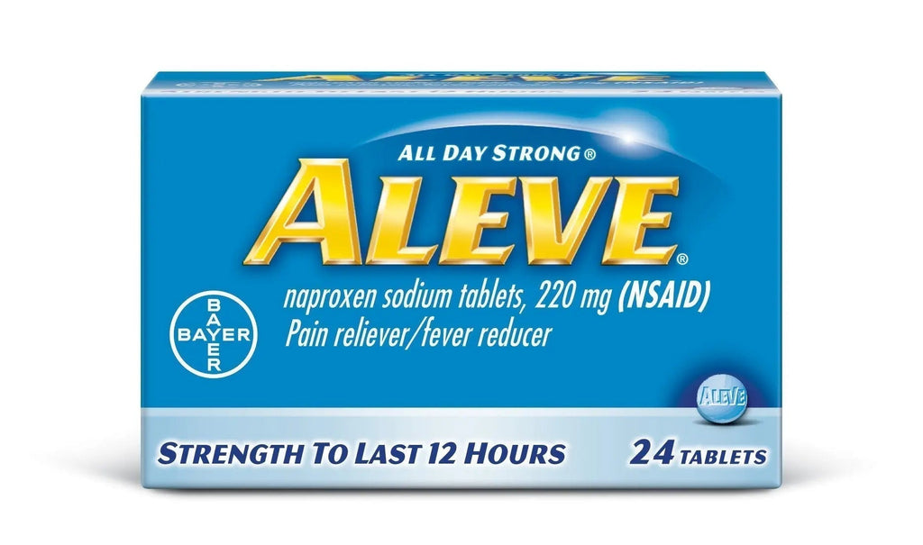Aleve Tablets with Naproxen Sodium, 220mg (NSAID) Pain Reliever/Fever Reducer, 24 Count, Blue - TrustMedUSA