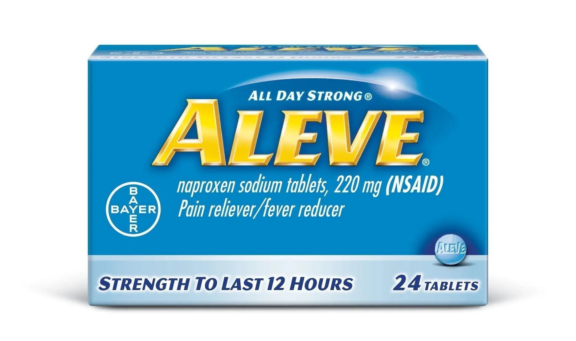 Aleve Tablets with Naproxen Sodium, 220mg (NSAID) Pain Reliever/Fever Reducer, 24 Count, Blue - TrustMedUSA
