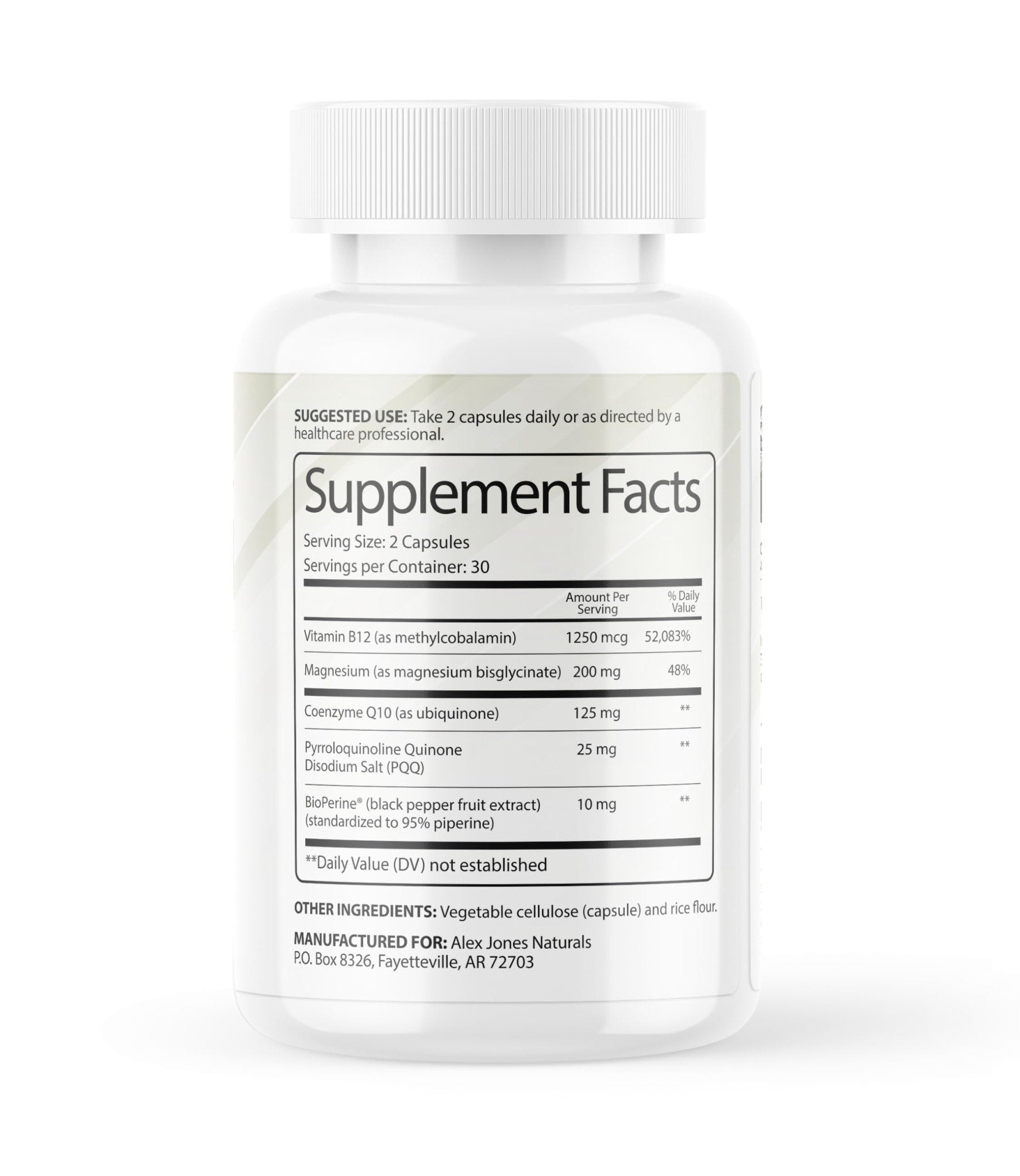 Alex Jones Naturals Methyl Drive Vitamin B Methylated Complex Formula – Mitochondrial Support Supplement w/ CoQ10, PQQ Supplement, Magnesium, B Methylated Complex & BioPerine – 60 Capsules - TrustMedUSA