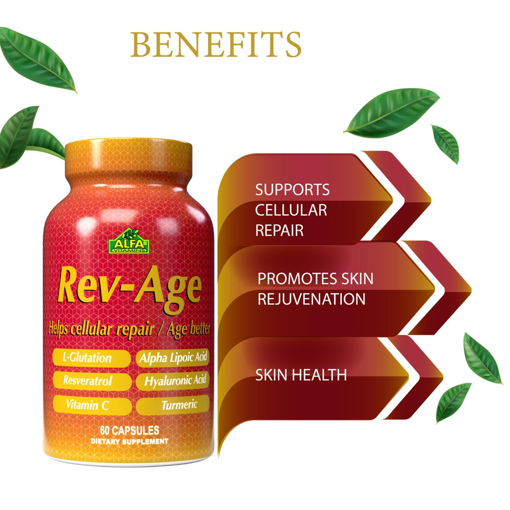 ALFA VITAMINS Rev-Age Cellular Repair Supplement for Anti-Aging & Immune System Support - 60 Capsules - TrustMedUSA