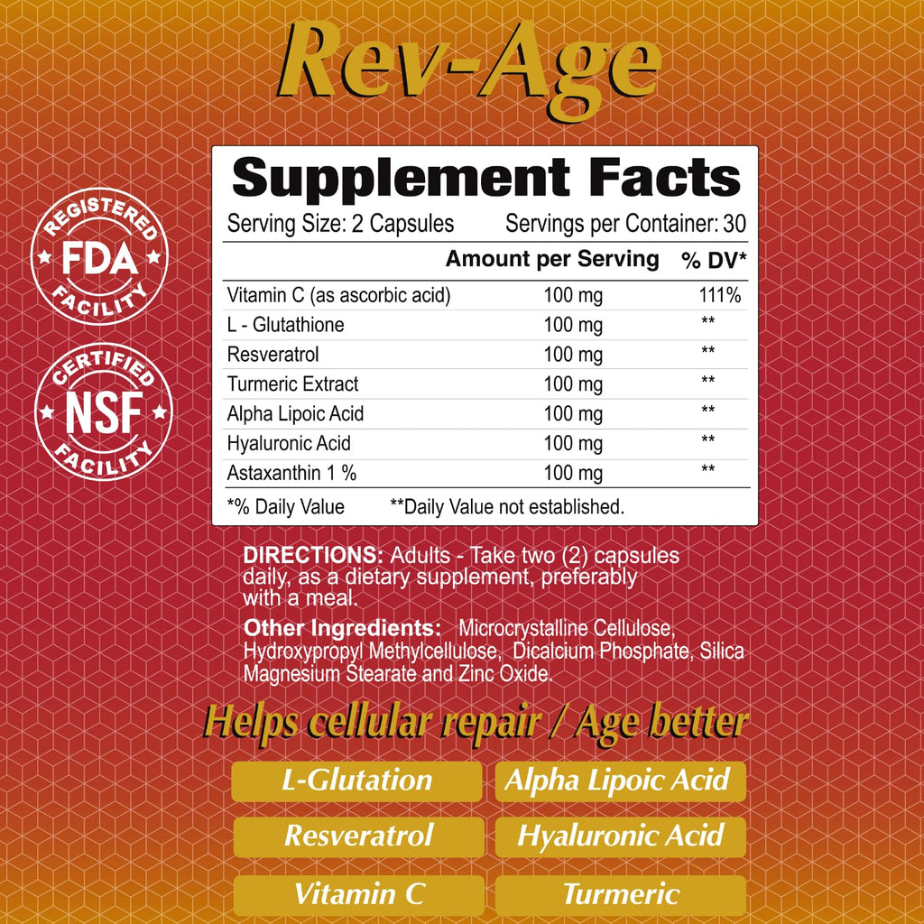 ALFA VITAMINS Rev-Age Cellular Repair Supplement for Anti-Aging & Immune System Support - 60 Capsules - TrustMedUSA