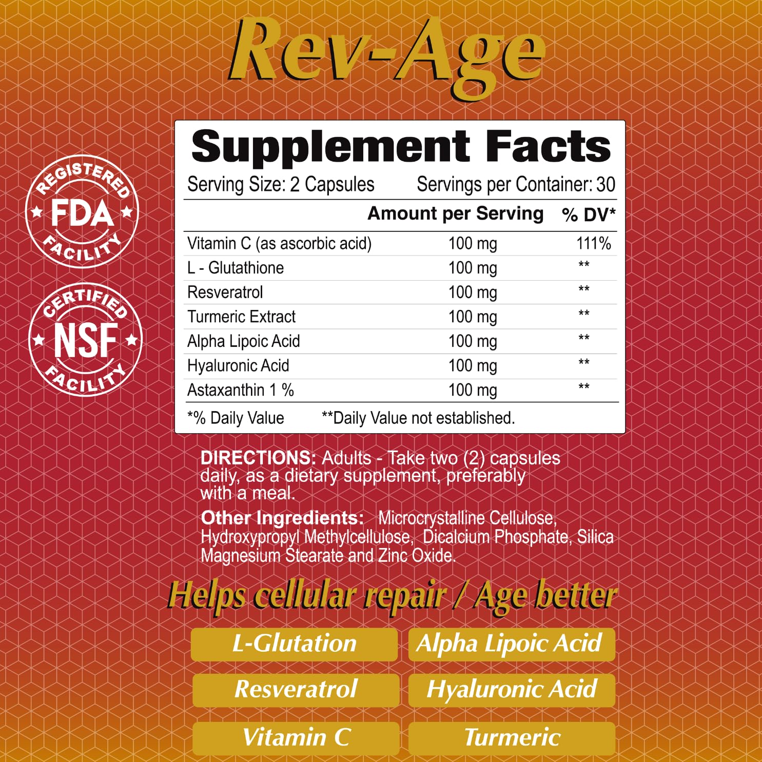 ALFA VITAMINS Rev-Age Cellular Repair Supplement for Anti-Aging & Immune System Support - 60 Capsules - TrustMedUSA