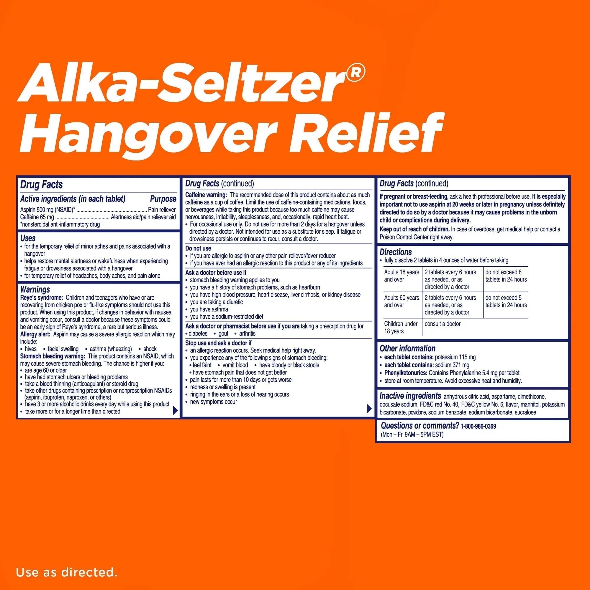 Alka-Seltzer Hangover Relief Tablets, Fast Relief Starts In About 15 Minutes for Headaches, Body Aches & Mental Fatigue, Bachelorette & Bachelor Party Packs 60 Count (3 Boxes, 20 Tablets Each) - TrustMedUSA