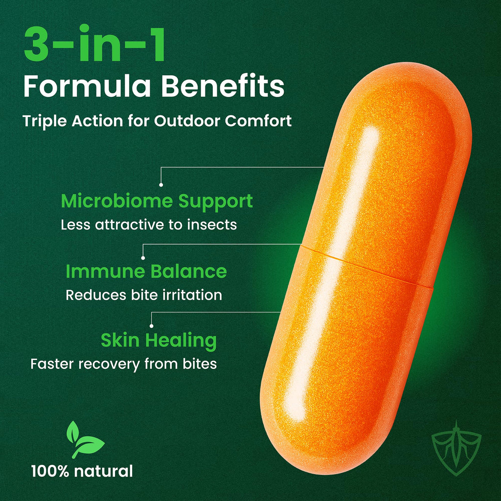 All-Natural Daily Supplement for “Bite Magnets” – 24/7 Plant-Based Alternative to Mosquito Repellents, Insect Sprays & Bug Sprays – Supports Skin, Wellness & Outdoor Comfort - TrustMedUSA