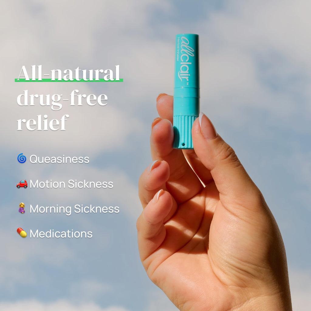 Allclair Nausea Relief Inhaler for Motion & Morning Sickness – Fast-Acting, Non-Drowsy, Natural Alternative to Pills & Patches, Travel Essential (2 Inhalers) - Maple Wellness Supplements