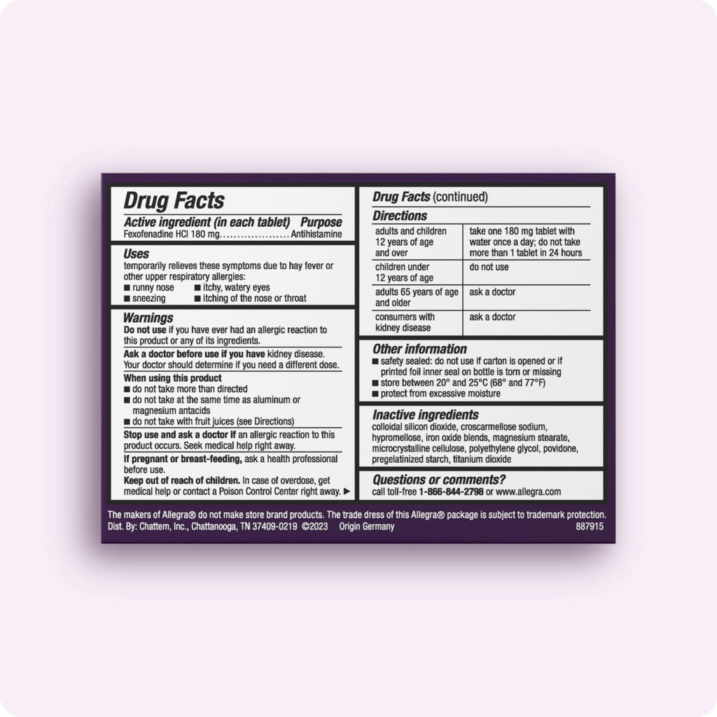 Allegra Adult 24-Hour Allergy Relief Tablets, Non-Drowsy Indoor and Outdoor Allergy Medicine, 180 mg Fexofenadine HCI Antihistamine Pill, 30 Count Plus 1 Count Travel Pack - Maple Wellness Supplements