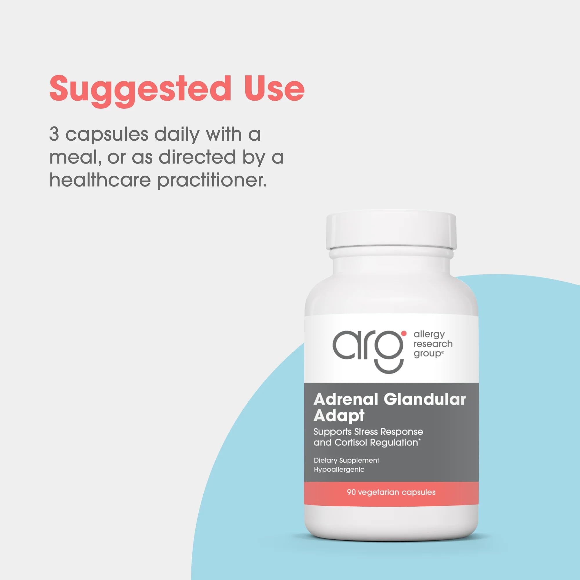 Allergy Research Group - Adrenal Glandular Adapt - Supports Healthy Stress Response and Cortisol Regulation - Hypoallergenic - 90 Vegetarian Capsules - TrustMedUSA