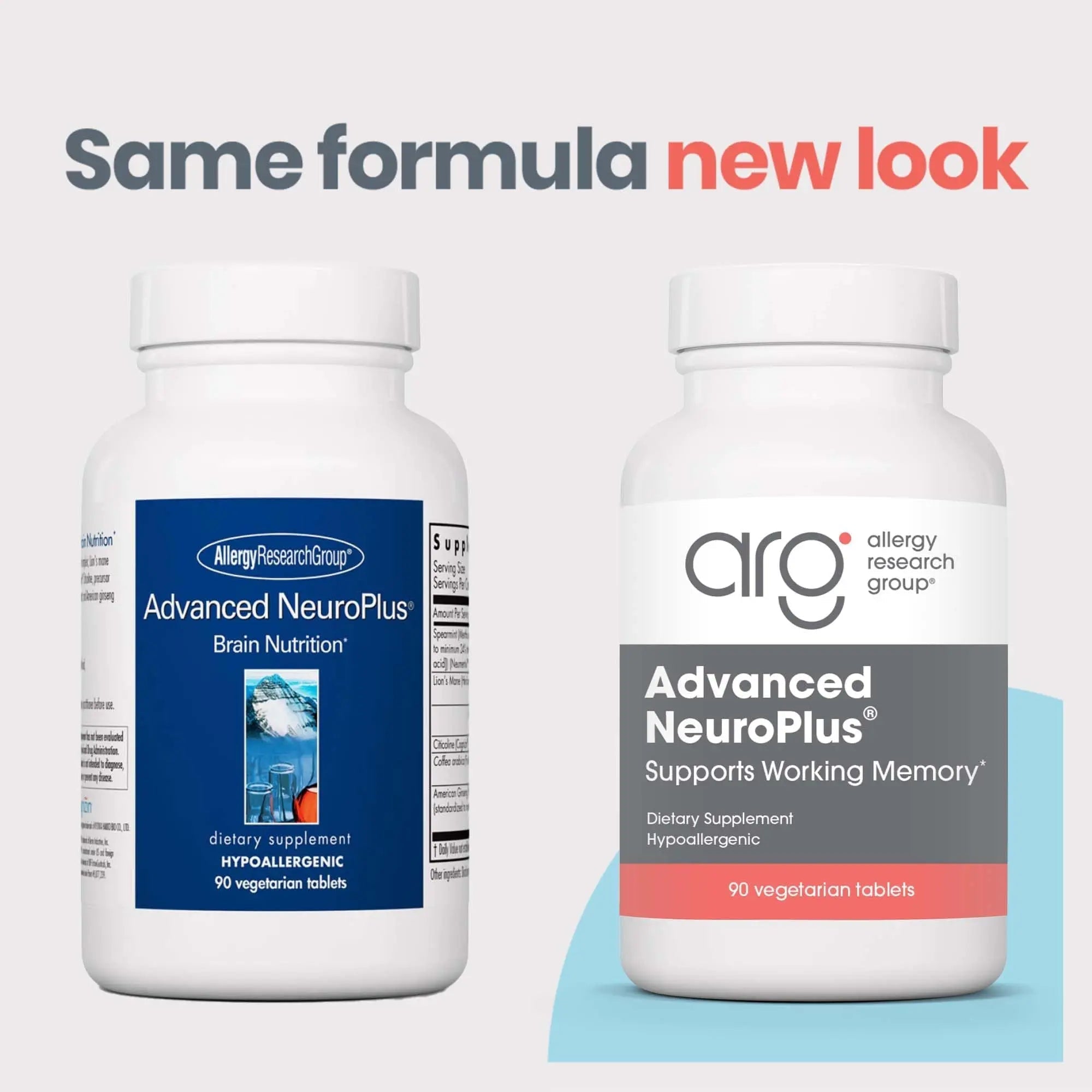 Allergy Research Group Advanced NeuroPlus - Nootropic Formula with Spearmint Extract, Lions Mane & Citicoline - Supports Working Memory Focus & Cognitive Function - 30 Servings - 90 Tablets - TrustMedUSA