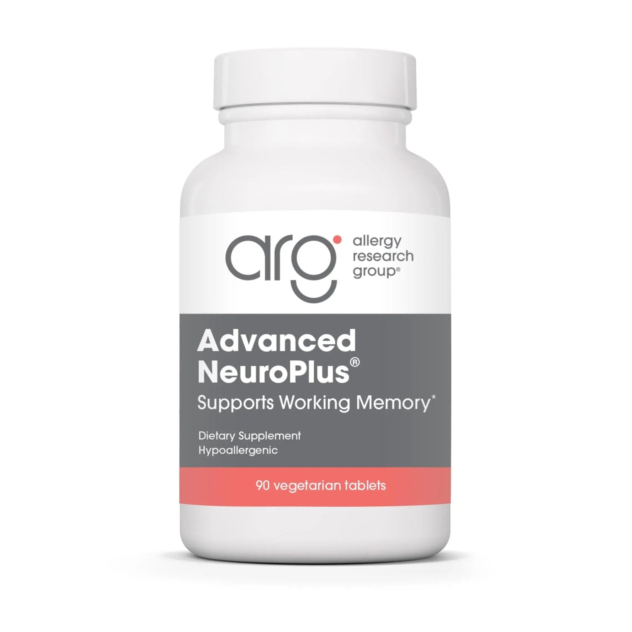 Allergy Research Group Advanced NeuroPlus - Nootropic Formula with Spearmint Extract, Lions Mane & Citicoline - Supports Working Memory Focus & Cognitive Function - 30 Servings - 90 Tablets - TrustMedUSA