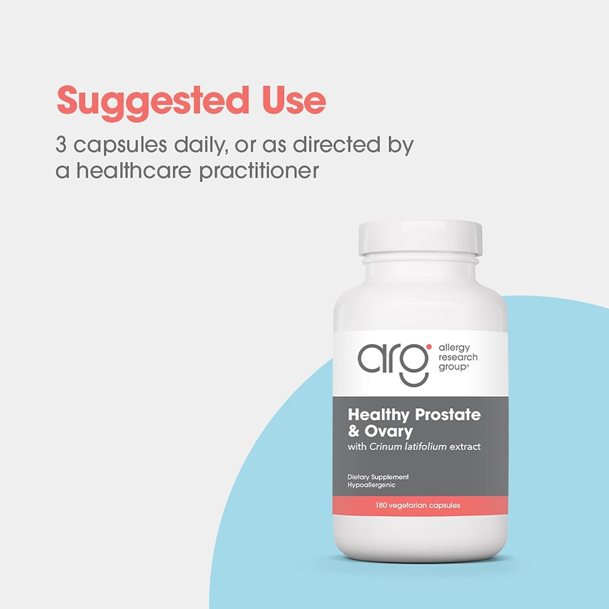 Allergy Research Group Healthy Prostate & Ovary - Traditional Chinese & Vietnamese Herbal Blend with Crinum Latifolium - Supports Reproductive Tissue & Immune Balance - 60 Servings - 180 Capsules - TrustMedUSA
