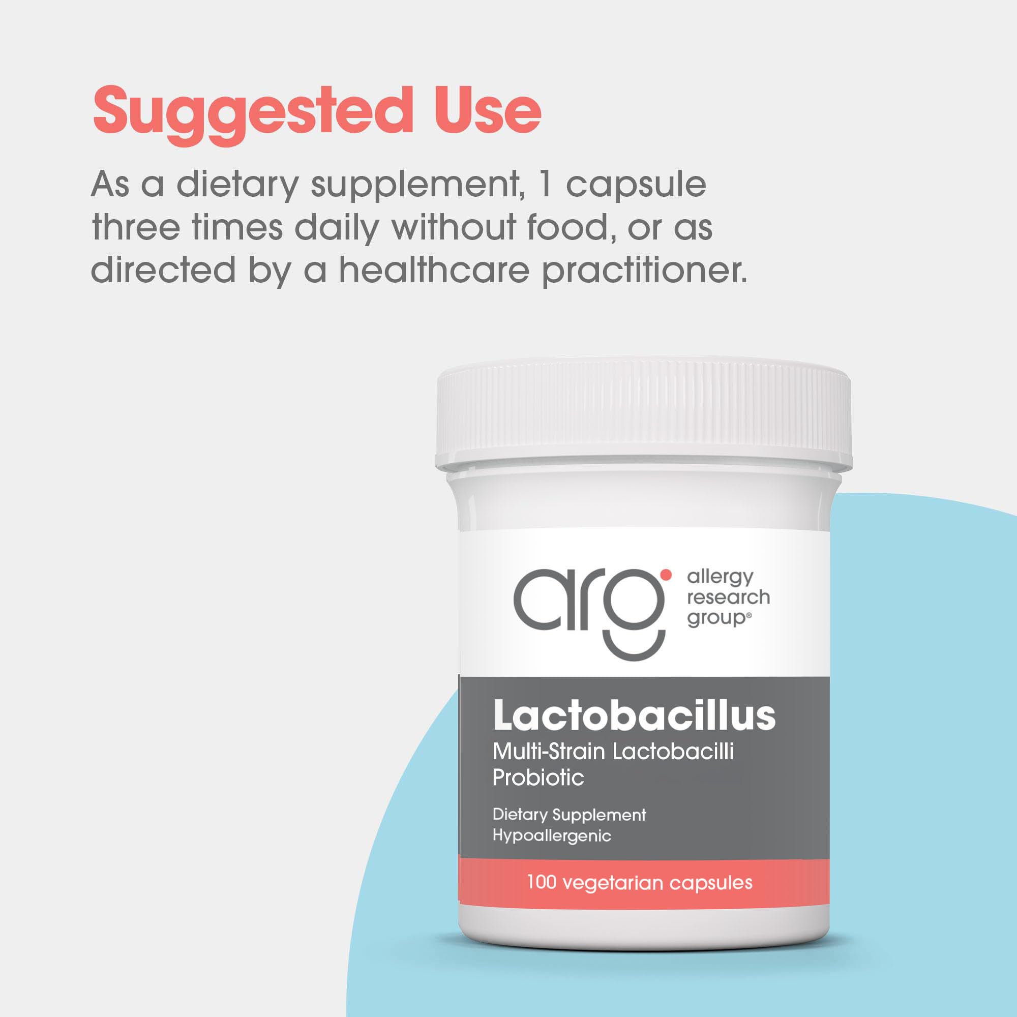 Allergy Research Group Lactobacillus Supplement - Probiotics for Men & Women, Digestive Health, Gut Health, Vegetarian Capsules - 100 Count - TrustMedUSA