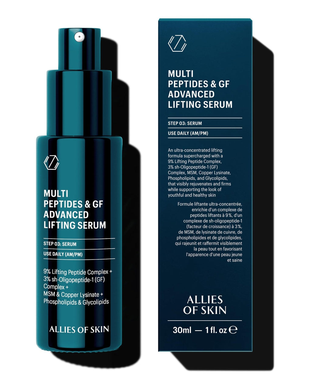 Allies of Skin Multi Peptides & Growth Factor Collagen Boosting Face Serum | Skin Tightening Anti-Aging Complex with 9% Peptides| Firms Sagging Skin & Visibly Reduces Wrinkles (1 oz) - TrustMedUSA