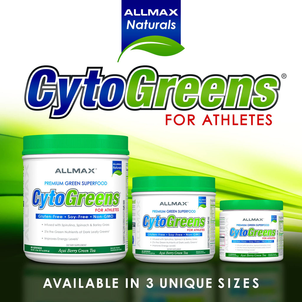 ALLMAX Naturals CytoGreens Super Greens Powder, Premium Green Superfood with Greens, Superfoods, Daily Greens Supplement, Acai Berry Green Tea, 14 Servings - TrustMedUSA