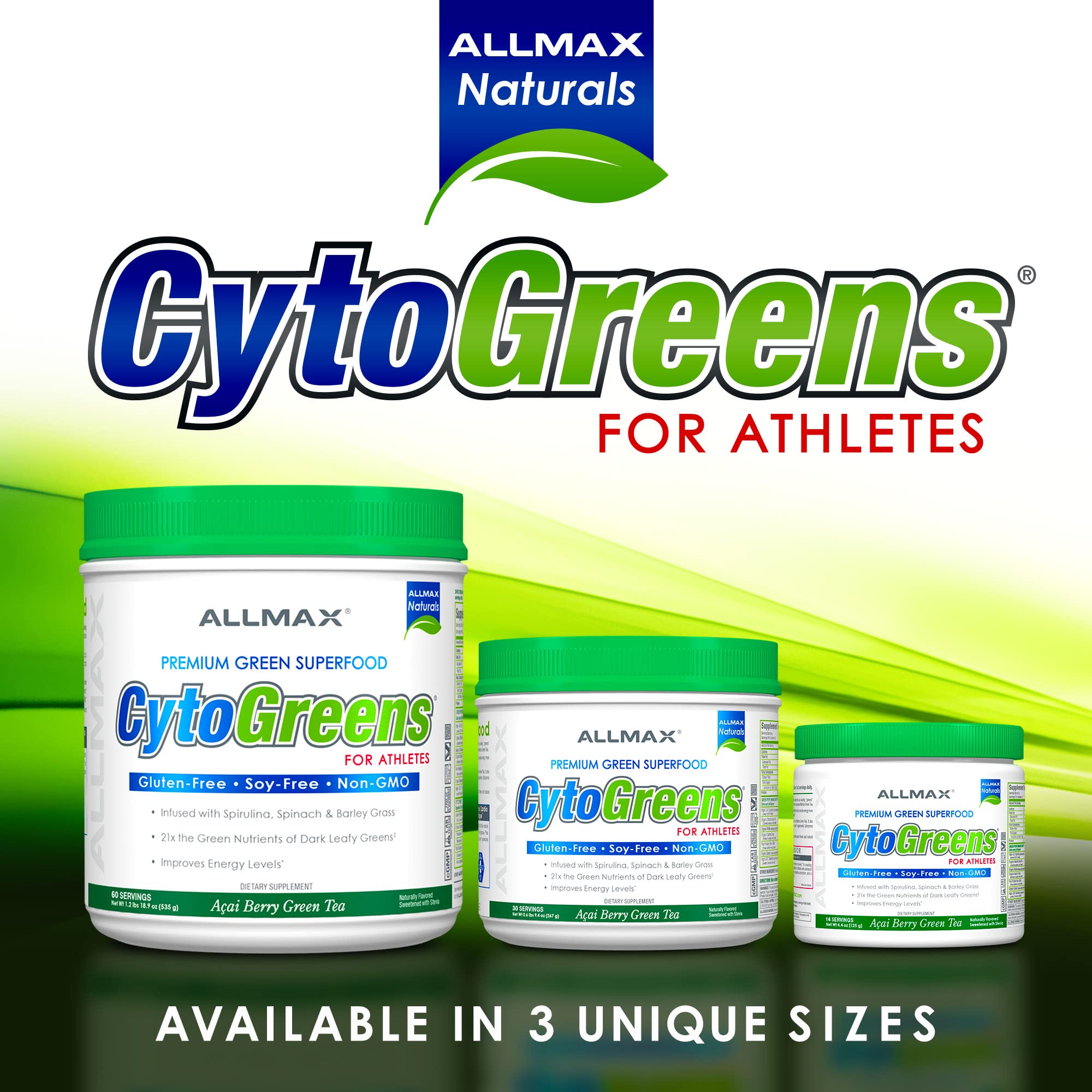 ALLMAX Naturals CytoGreens Super Greens Powder, Premium Green Superfood with Greens, Superfoods, Daily Greens Supplement, Acai Berry Green Tea, 14 Servings - TrustMedUSA