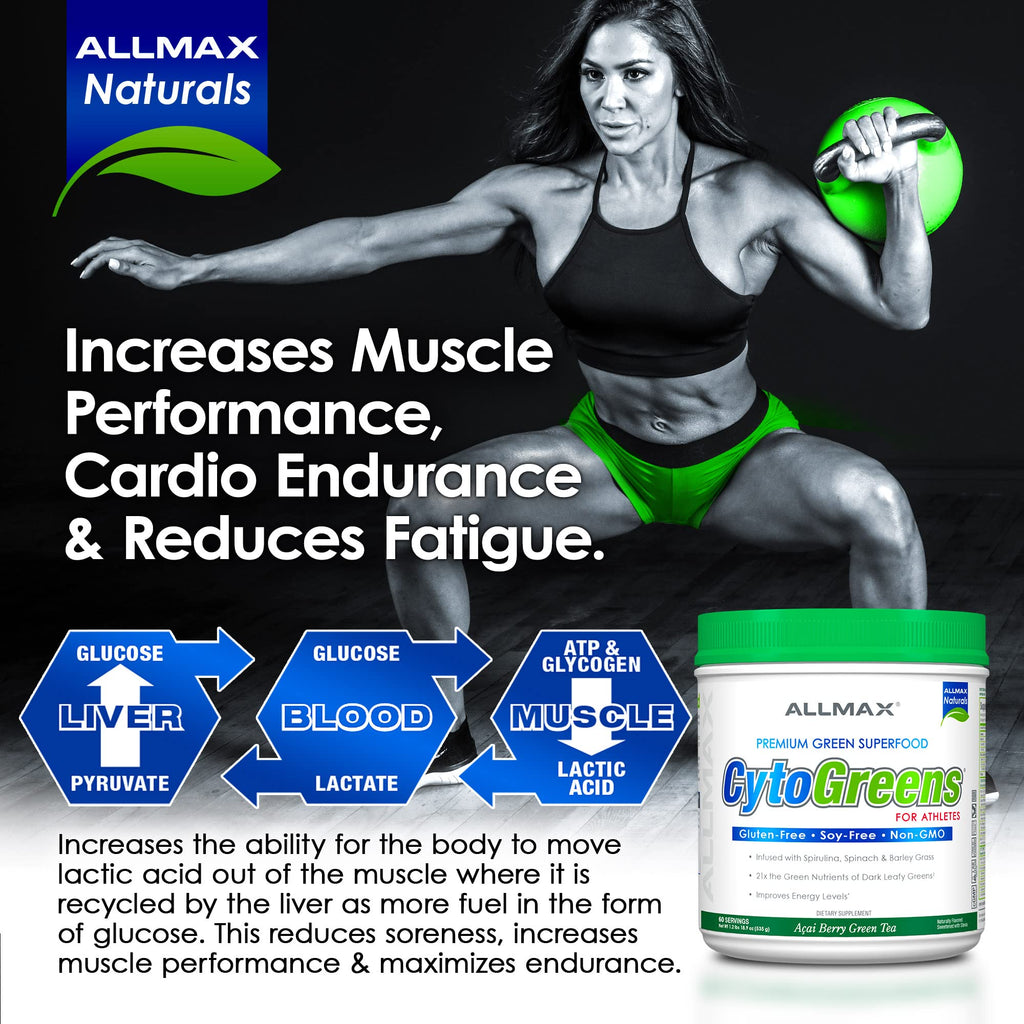 ALLMAX Naturals CytoGreens Super Greens Powder, Premium Green Superfood with Greens, Superfoods, Daily Greens Supplement, Acai Berry Green Tea, 14 Servings - TrustMedUSA