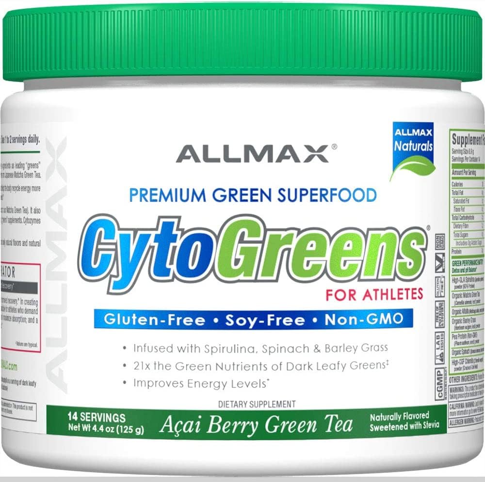 ALLMAX Naturals CytoGreens Super Greens Powder, Premium Green Superfood with Greens, Superfoods, Daily Greens Supplement, Acai Berry Green Tea, 14 Servings - TrustMedUSA