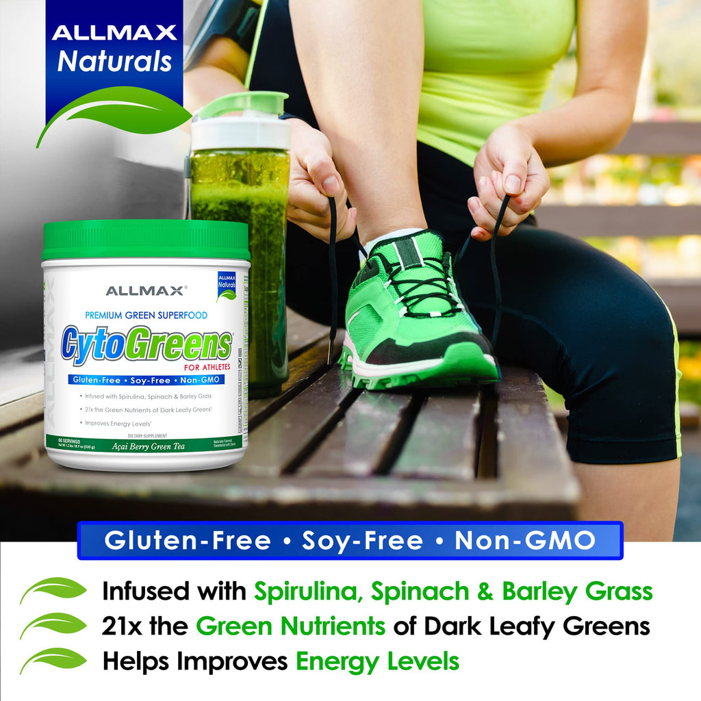 ALLMAX Naturals CytoGreens Super Greens Powder, Premium Green Superfood with Greens, Superfoods, Daily Greens Supplement, Acai Berry Green Tea, 60 Servings - TrustMedUSA