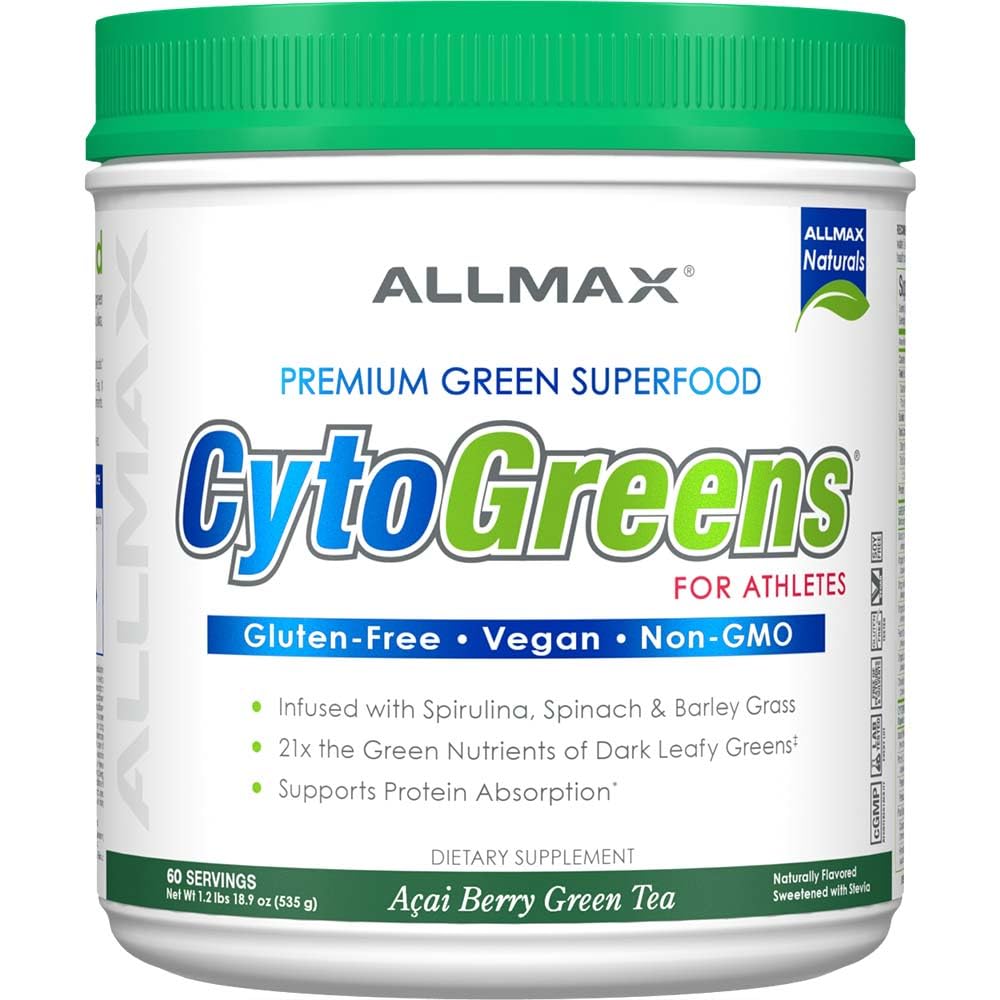 ALLMAX Naturals CytoGreens Super Greens Powder, Premium Green Superfood with Greens, Superfoods, Daily Greens Supplement, Acai Berry Green Tea, 60 Servings - TrustMedUSA