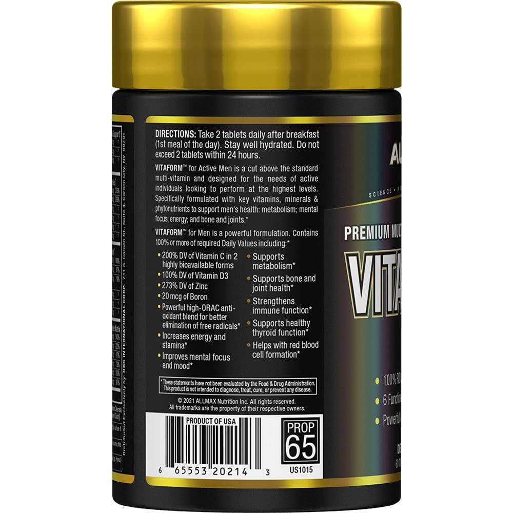 ALLMAX Nutrition Premium Vitaform, Performance Vitamin for Men, 60 Tablets - TrustMedUSA